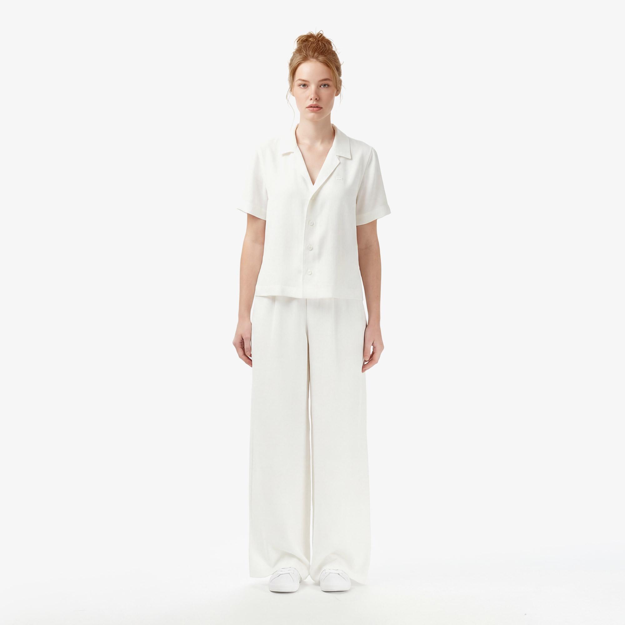 Lacoste Kadın Regular Fit Kısa Kollu Krem Gömlek
