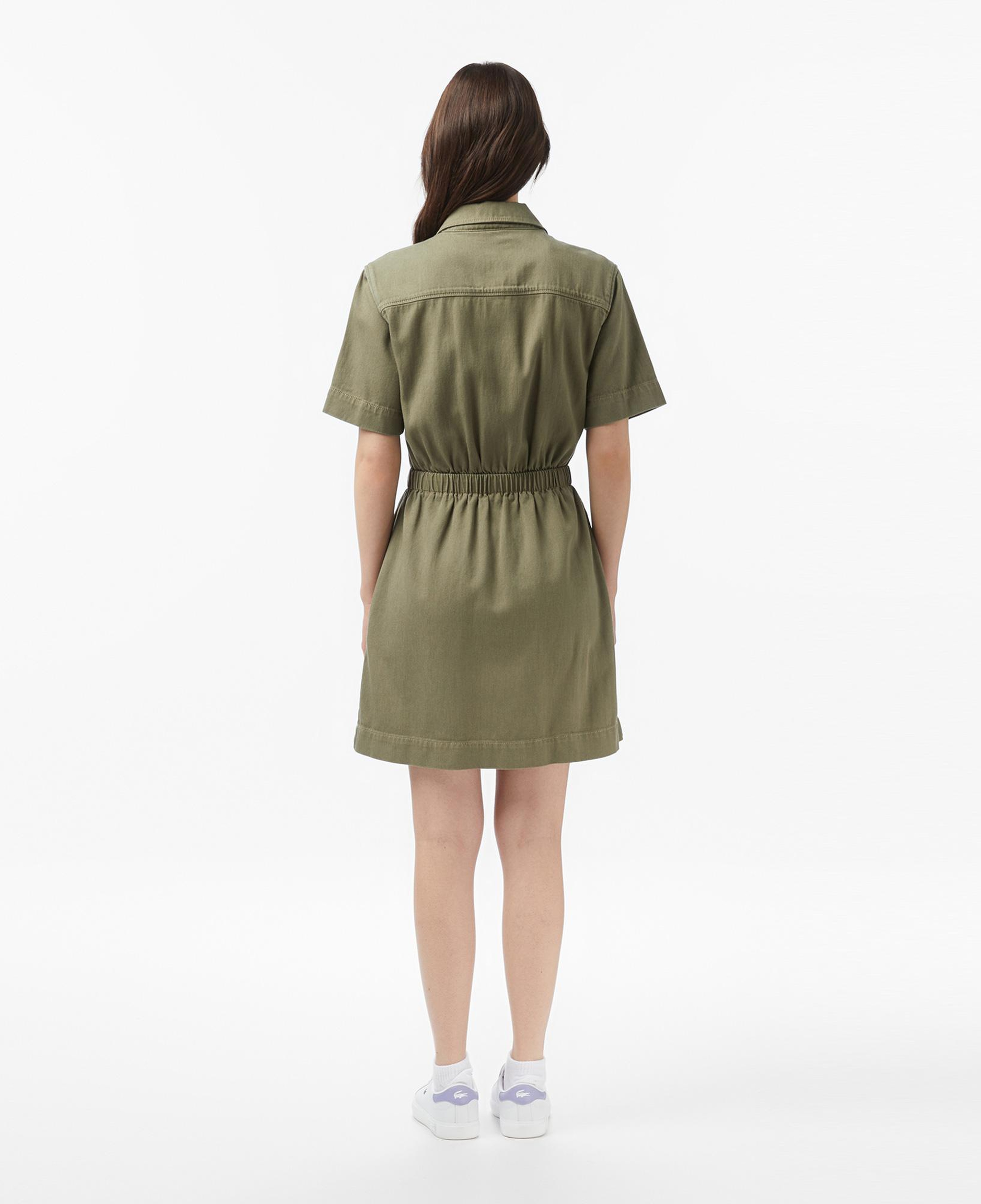 Lacoste Kadın Flare Fit Kısa Kollu Haki Elbise