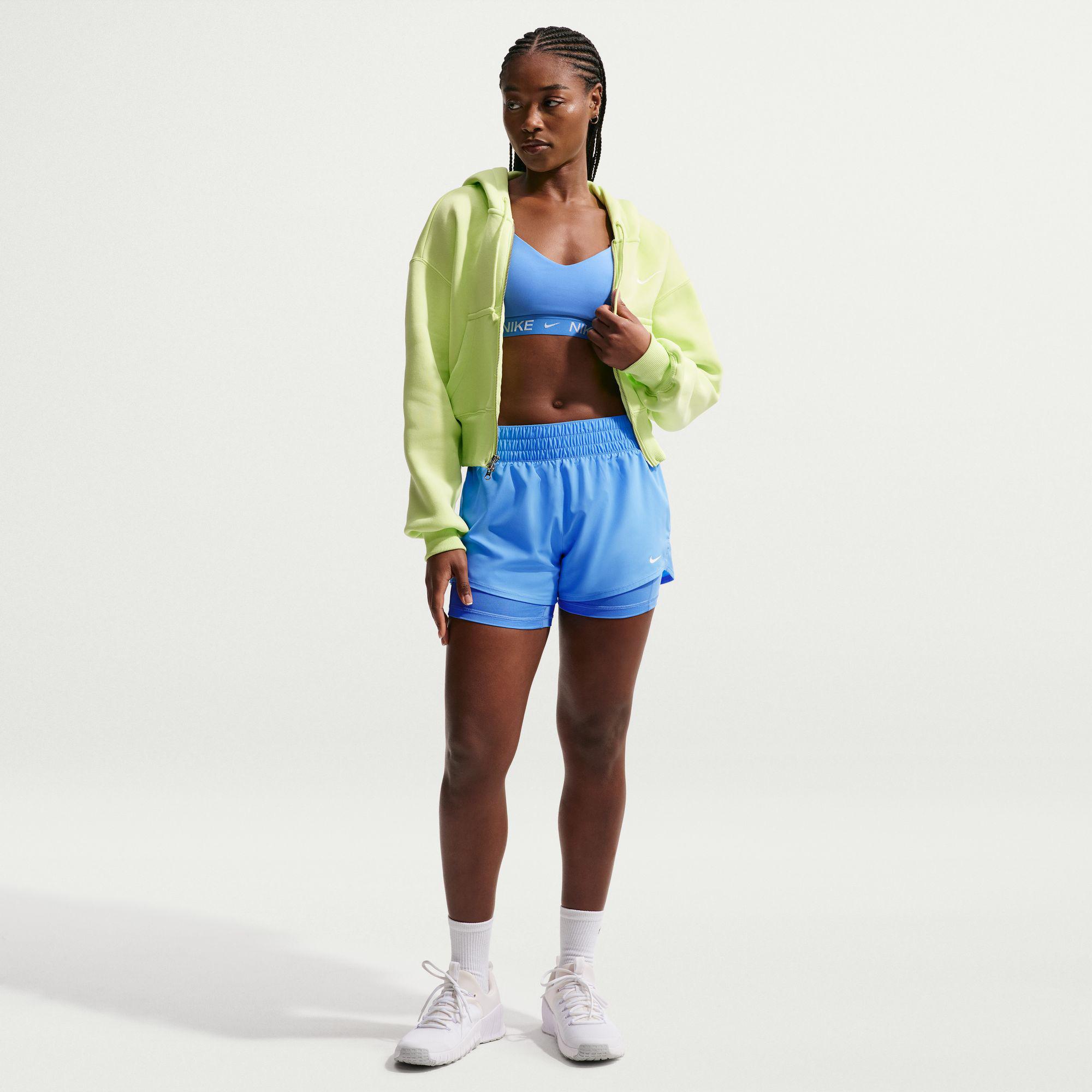 Nike One Dri-Fit Mid-Rise 8cm 2'si 1 Arada Kadın Mavi Şort