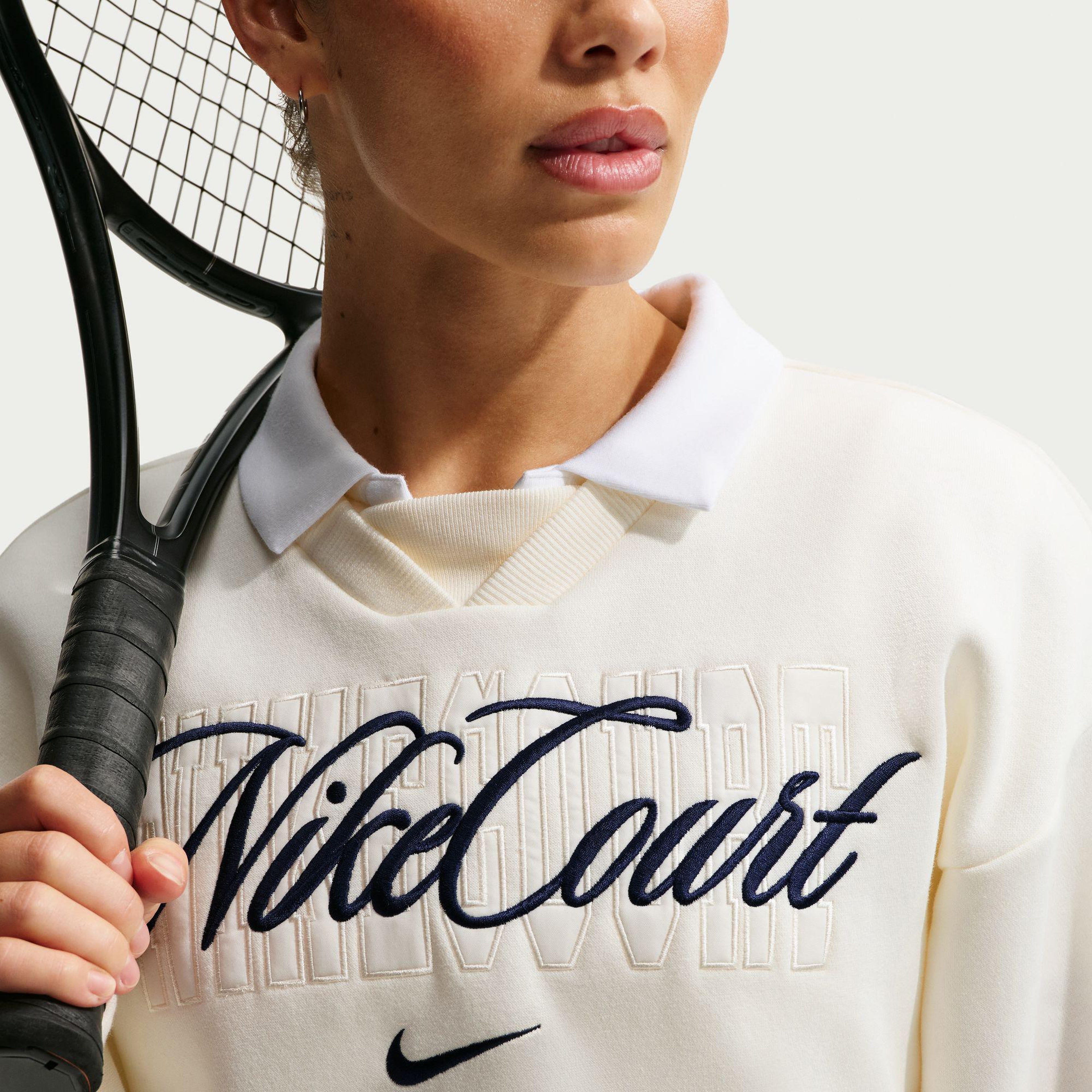 Nike Court Collection Fleece Kadın Krem Rengi Sweatshırt