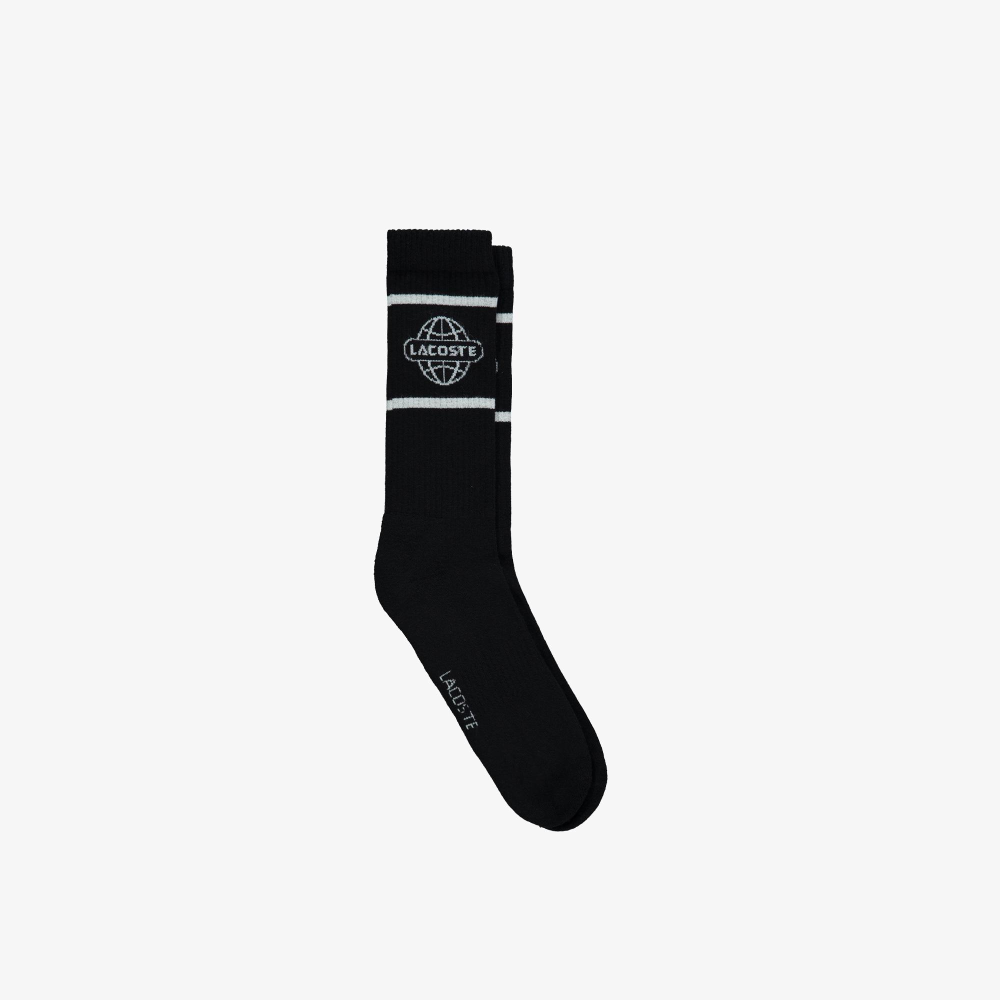 Lacoste Unisex Baskılı Siyah Çorap