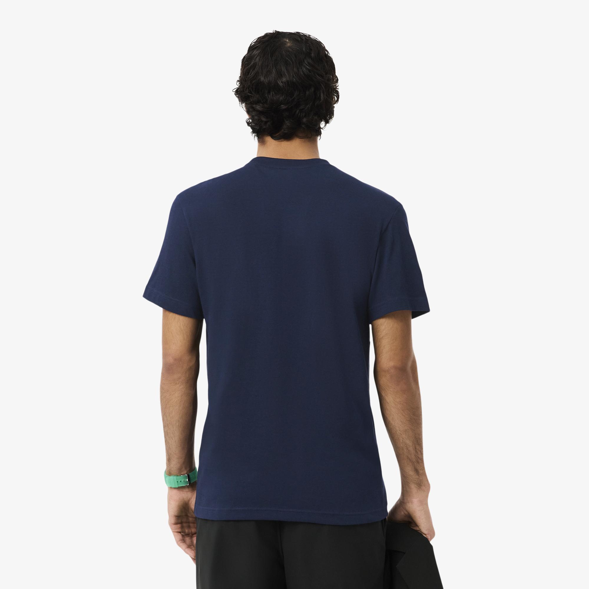 Lacoste Erkek Regular Fit Bisiklet Yaka Renk Bloklu Lacivert T-Shirt