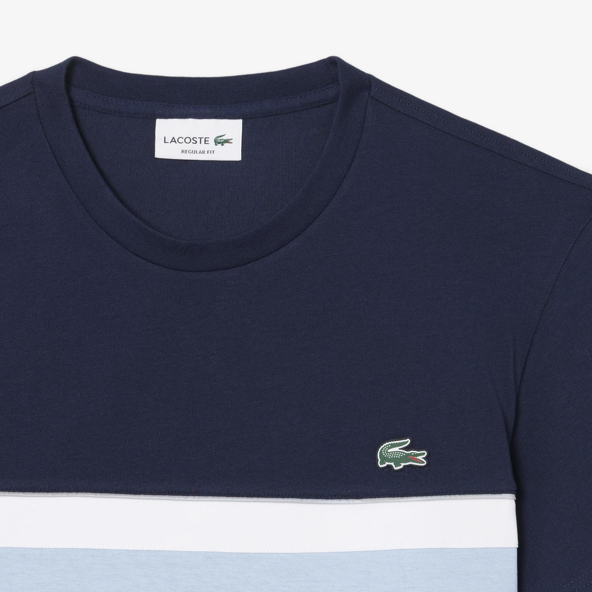 Lacoste Erkek Regular Fit Bisiklet Yaka Renk Bloklu Lacivert T-Shirt