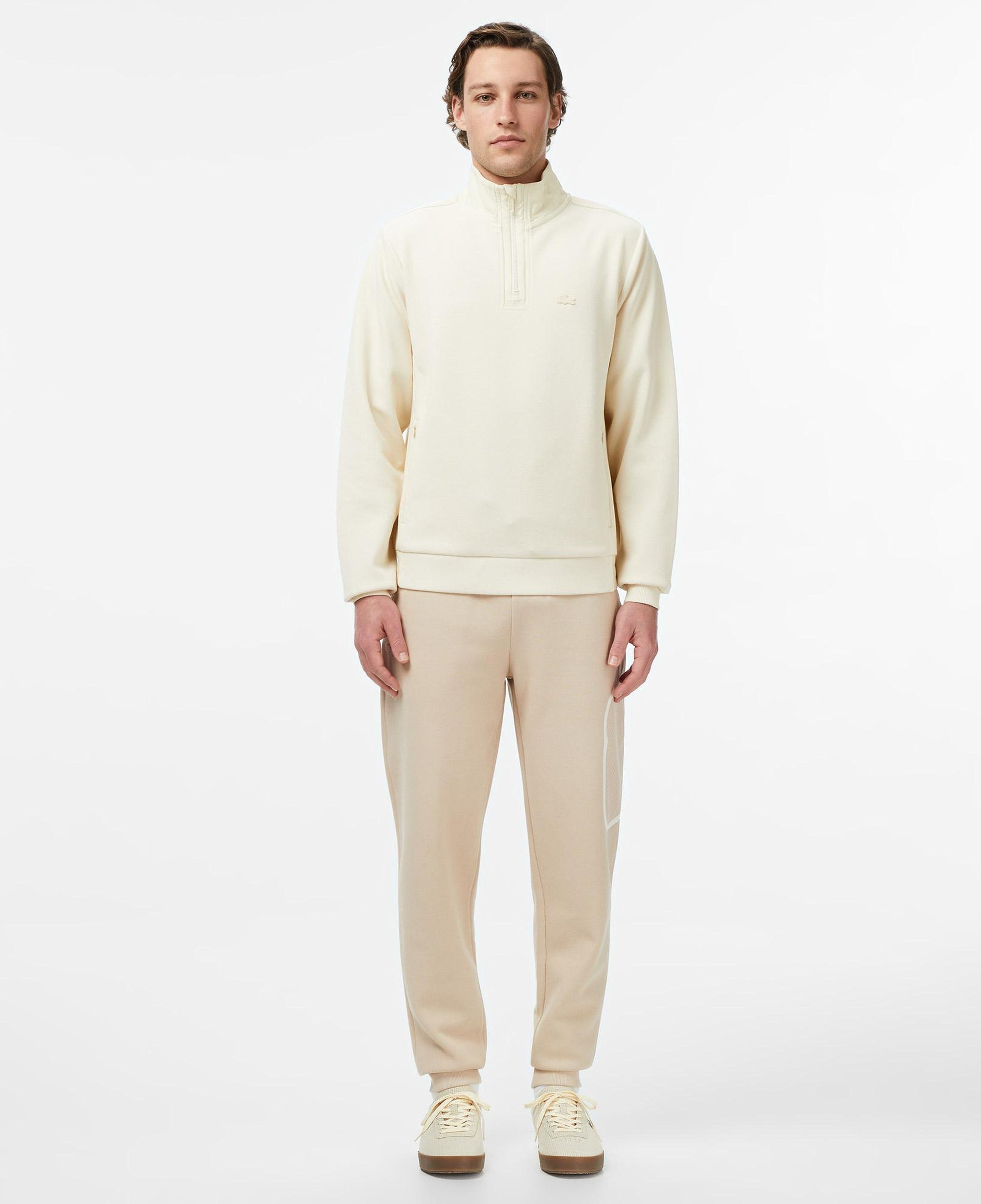 Lacoste Erkek Classic Fit Yarım Fermuarlı Bej Sweatshirt