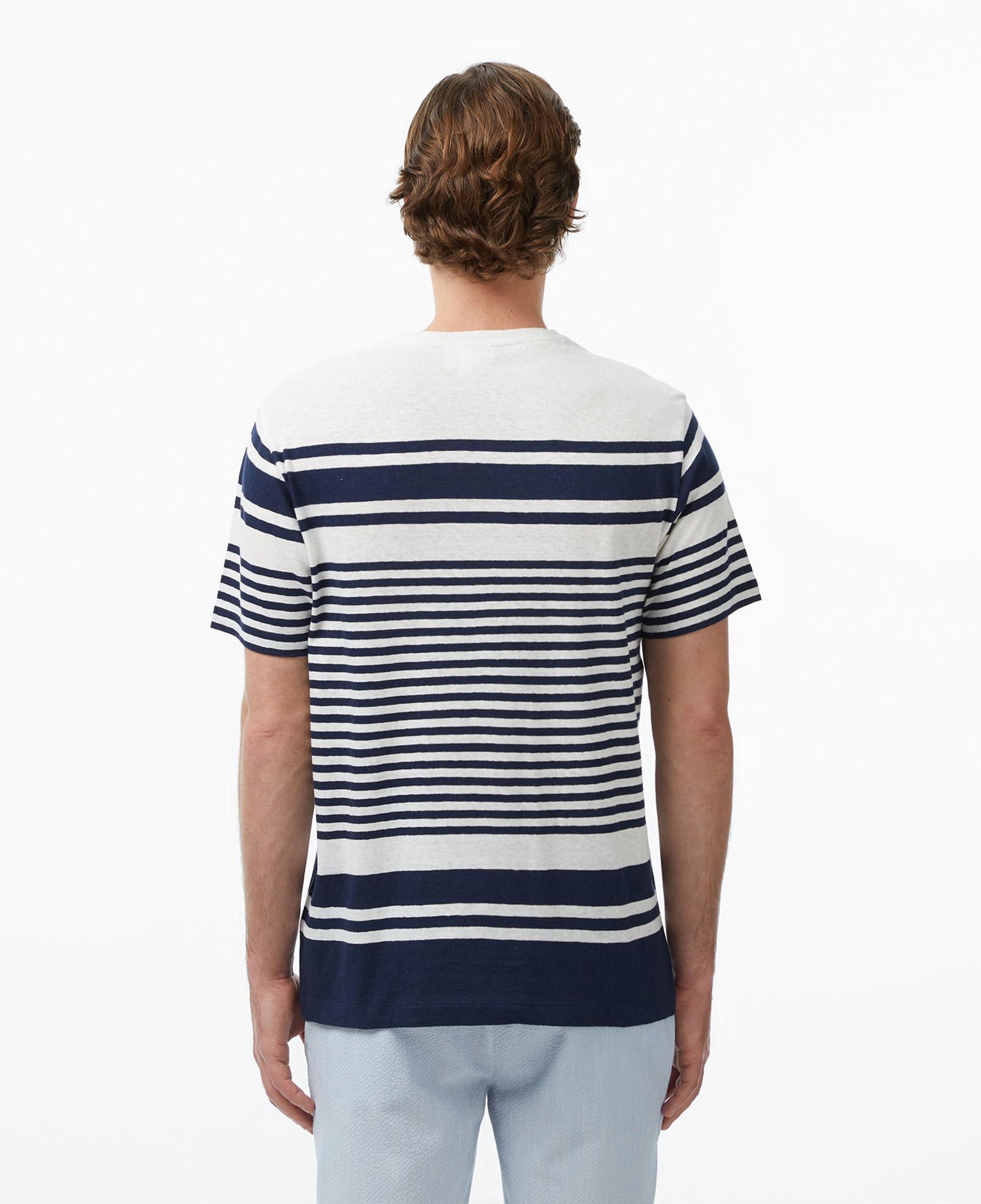 Lacoste Erkek Regular Fit Bisiklet Yaka Çizgili Lacivert T-Shirt