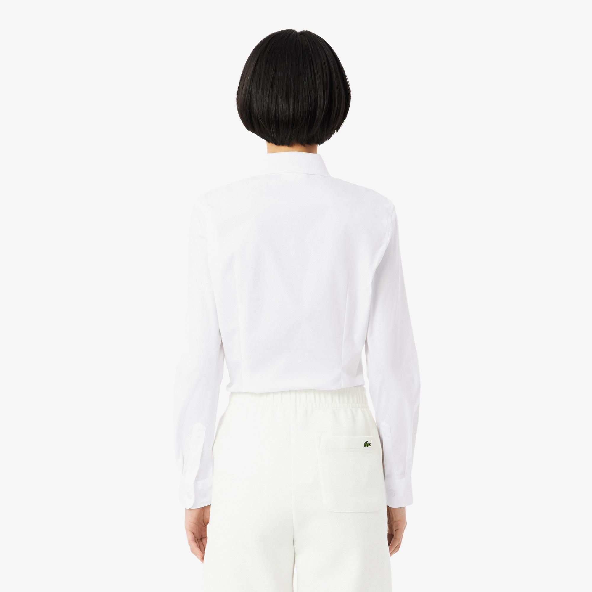 Lacoste Kadın Slim Fit Beyaz Gömlek