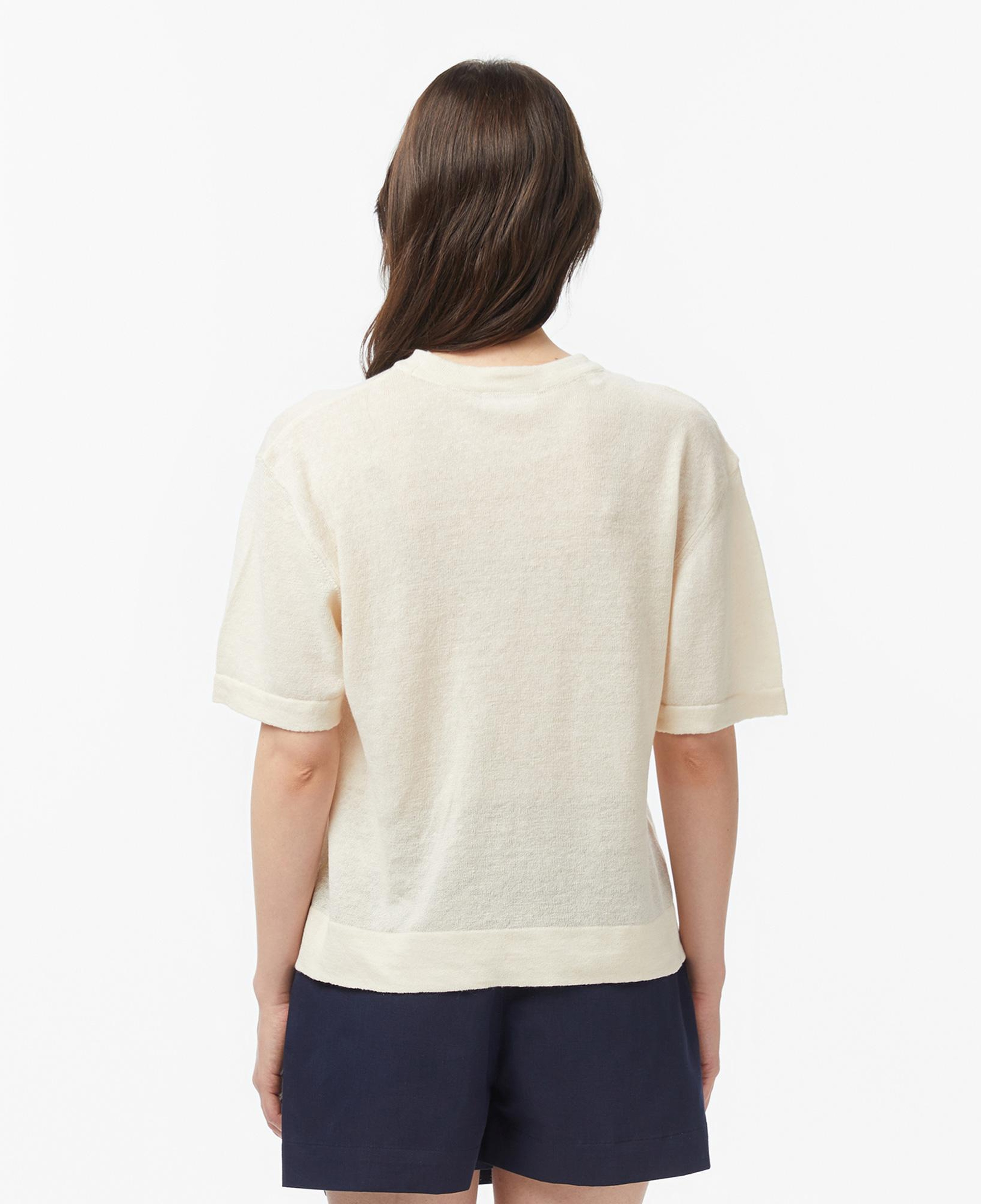 Lacoste Kadın Relaxed Fit Truvakar Kollu Bisiklet Yaka Keten Bej Triko
