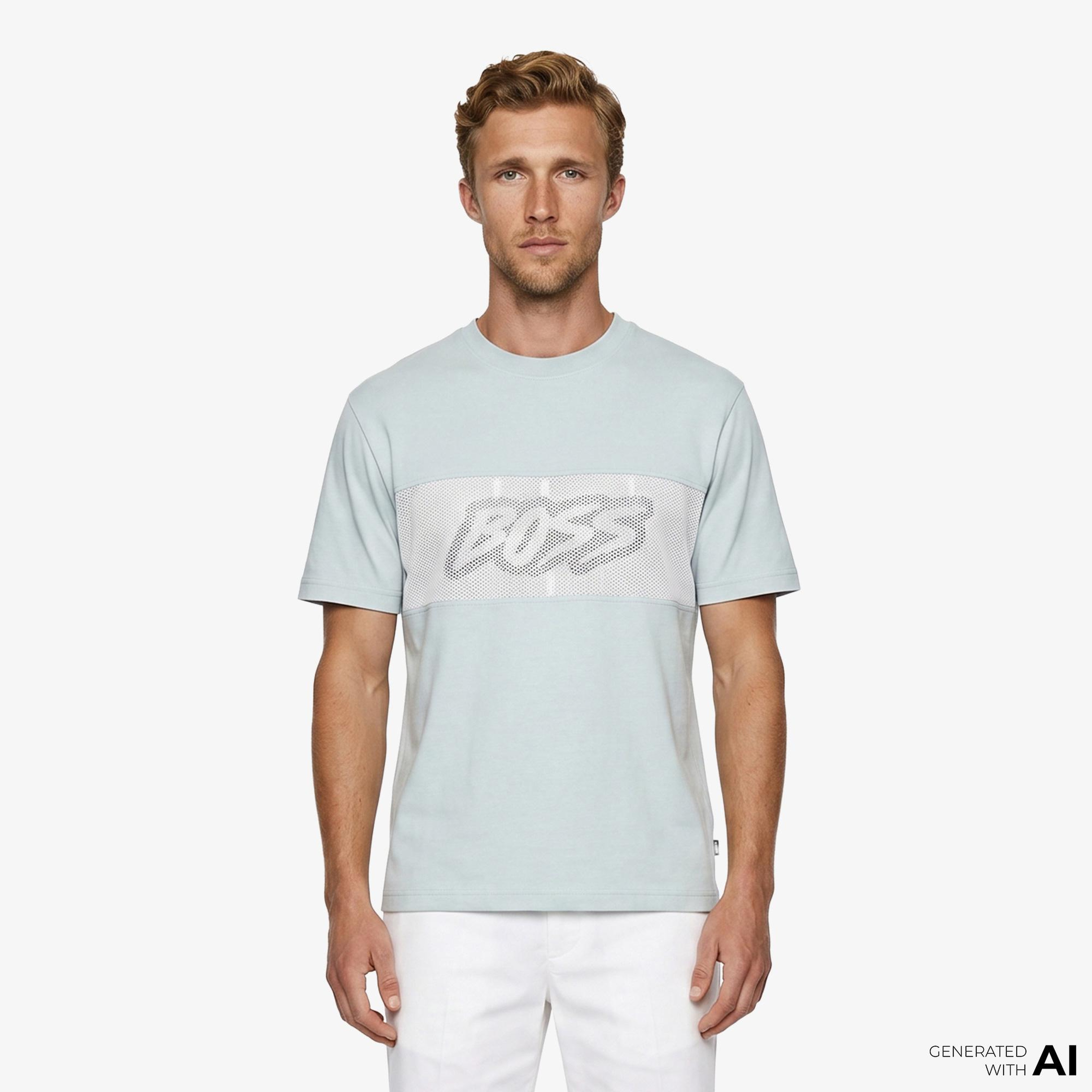 Boss Mesh Erkek Mavi T-Shirt