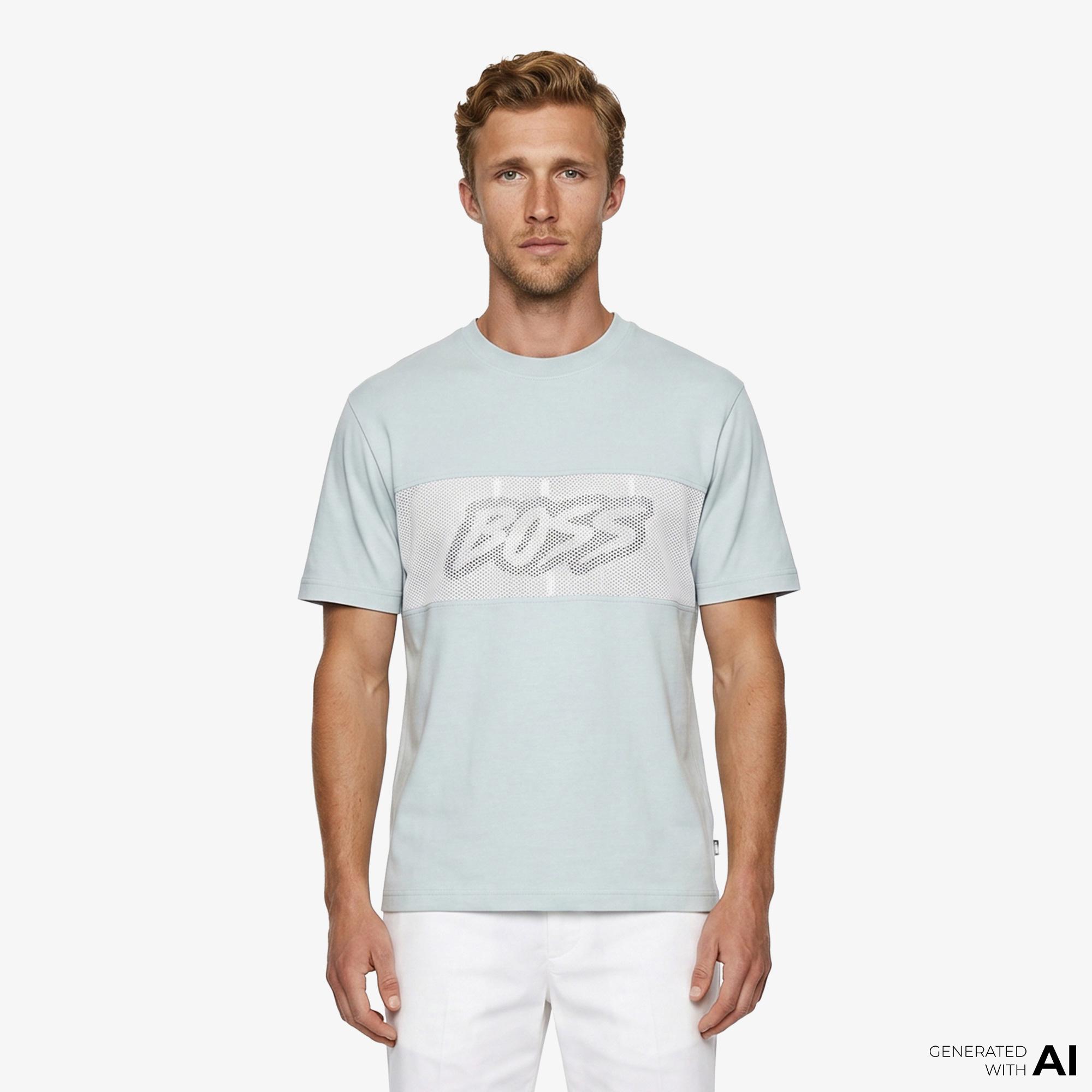 Boss Mesh Erkek Mavi T-Shirt