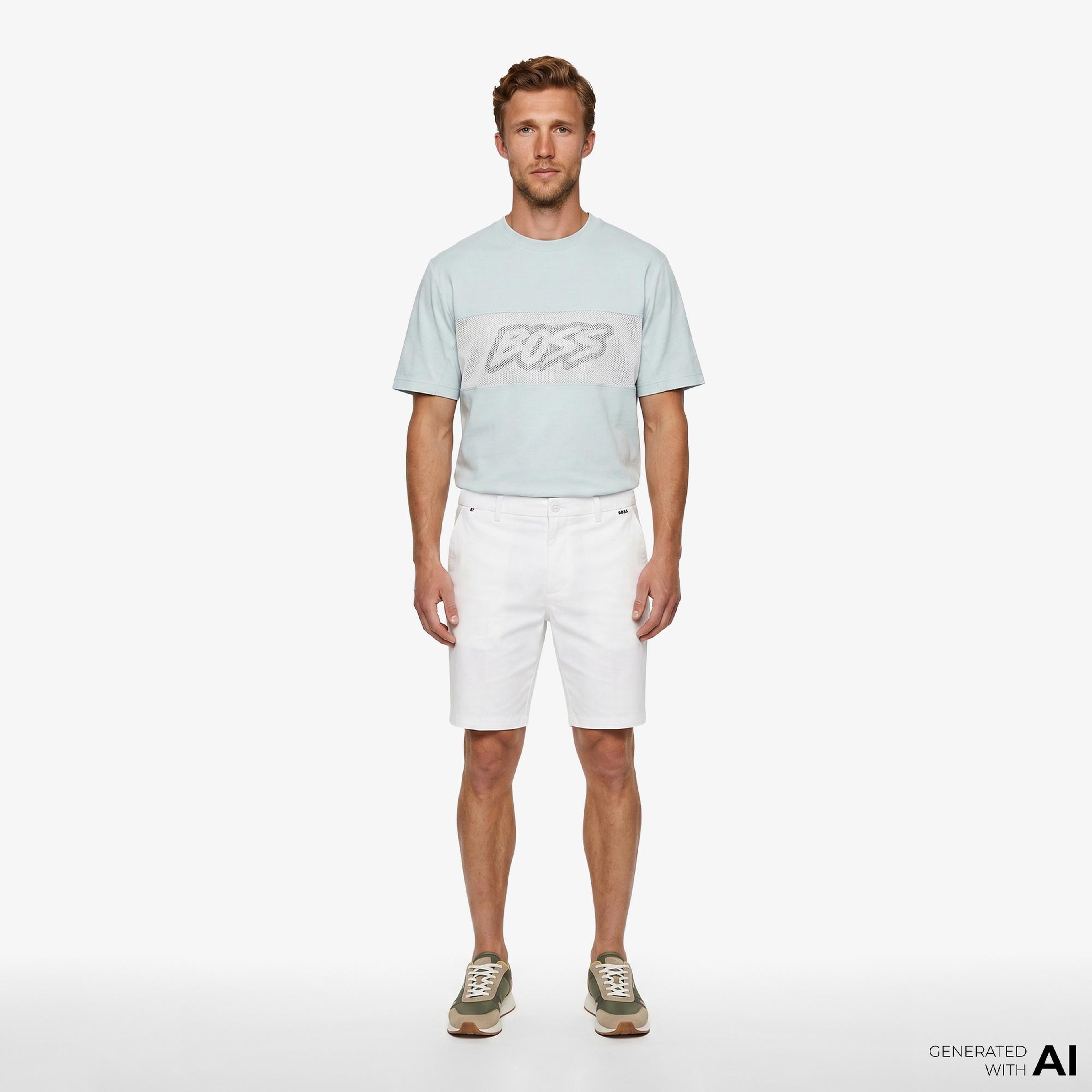Boss Mesh Erkek Mavi T-Shirt