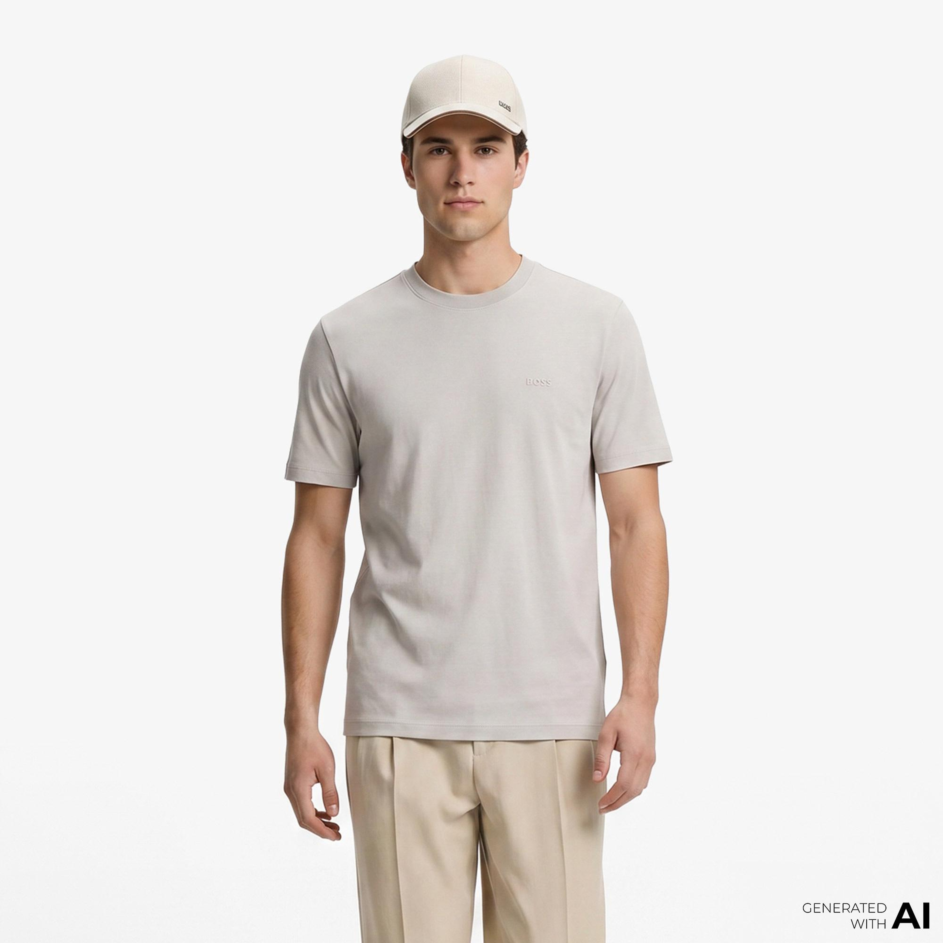 Boss Interlock Erkek Gri T-Shirt