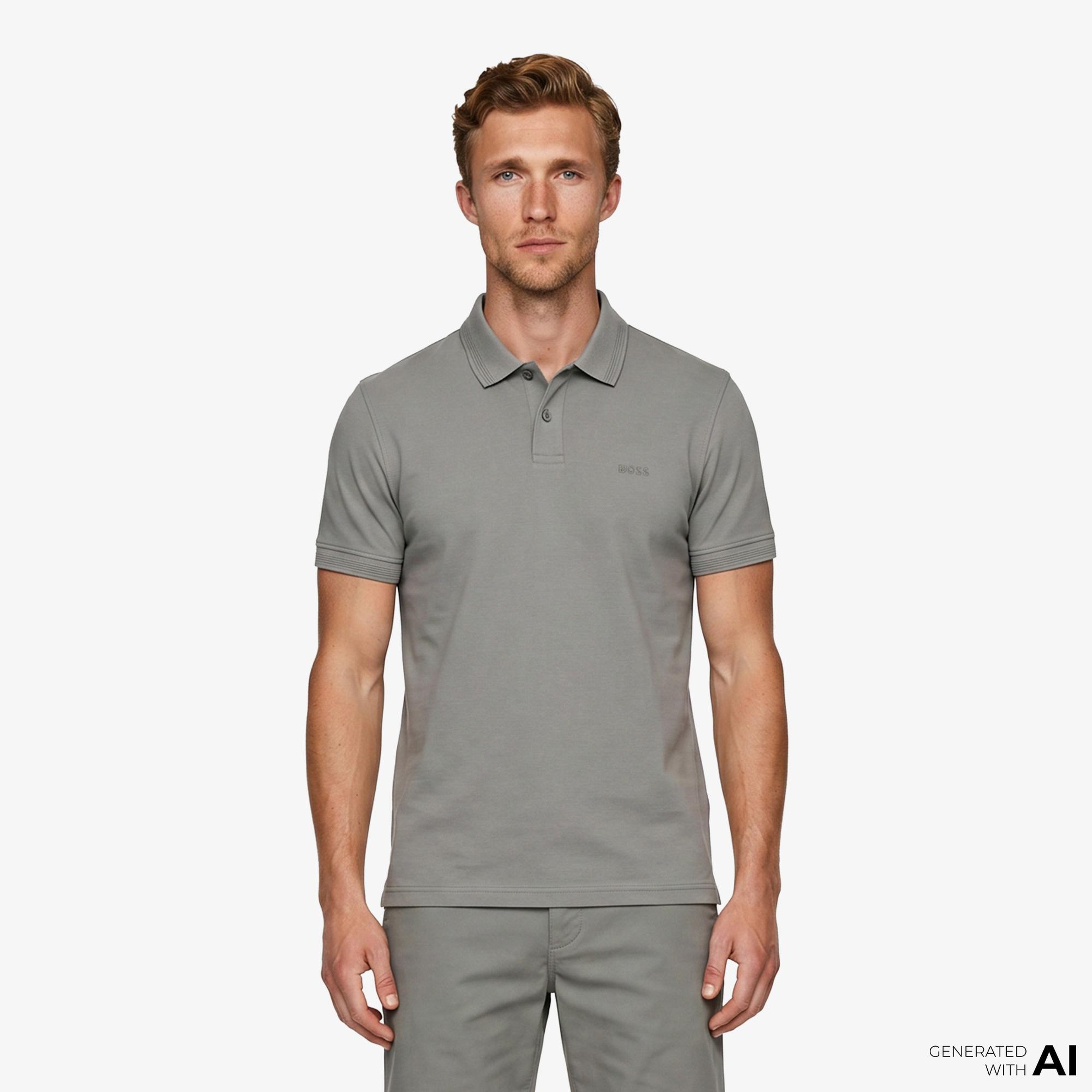 Boss Interlock Erkek Gri Polo