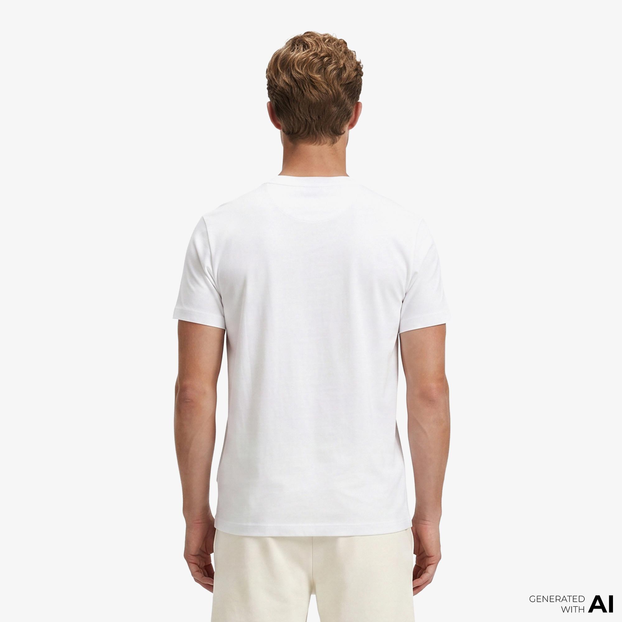 Boss Globe Logo Pattern Erkek Beyaz T-Shirt