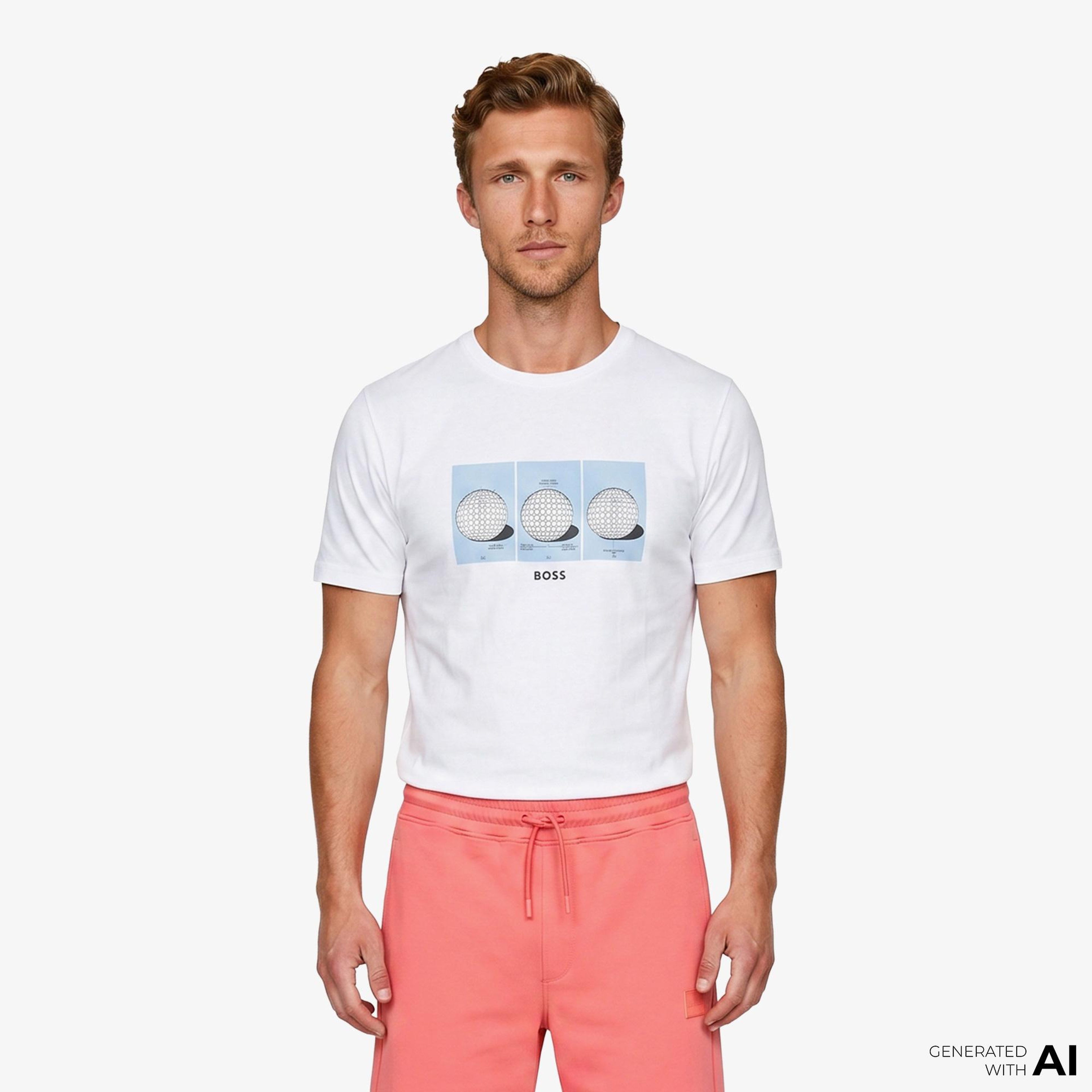Boss Terrace Photo Erkek Beyaz T-Shirt