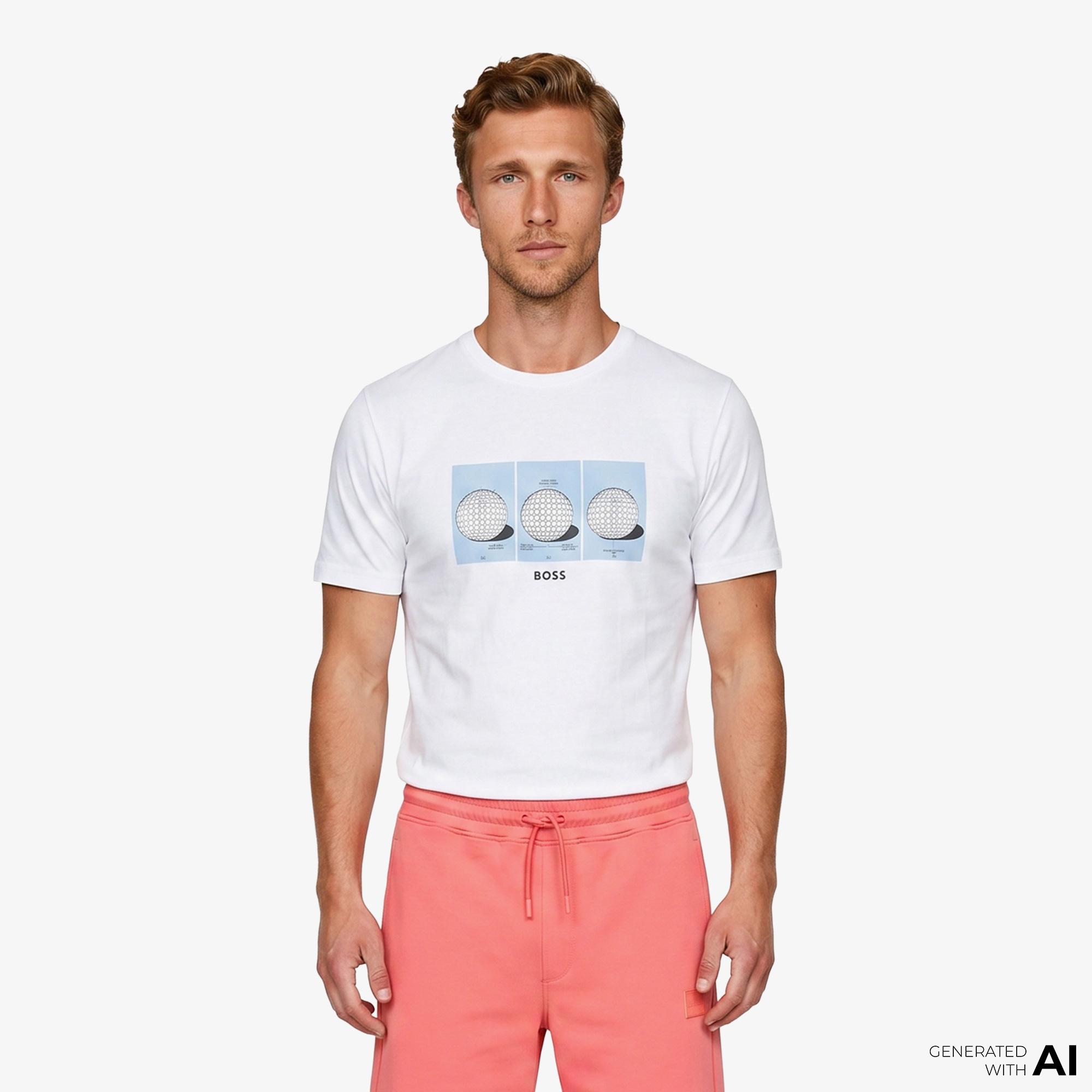 Boss Terrace Photo Erkek Beyaz T-Shirt