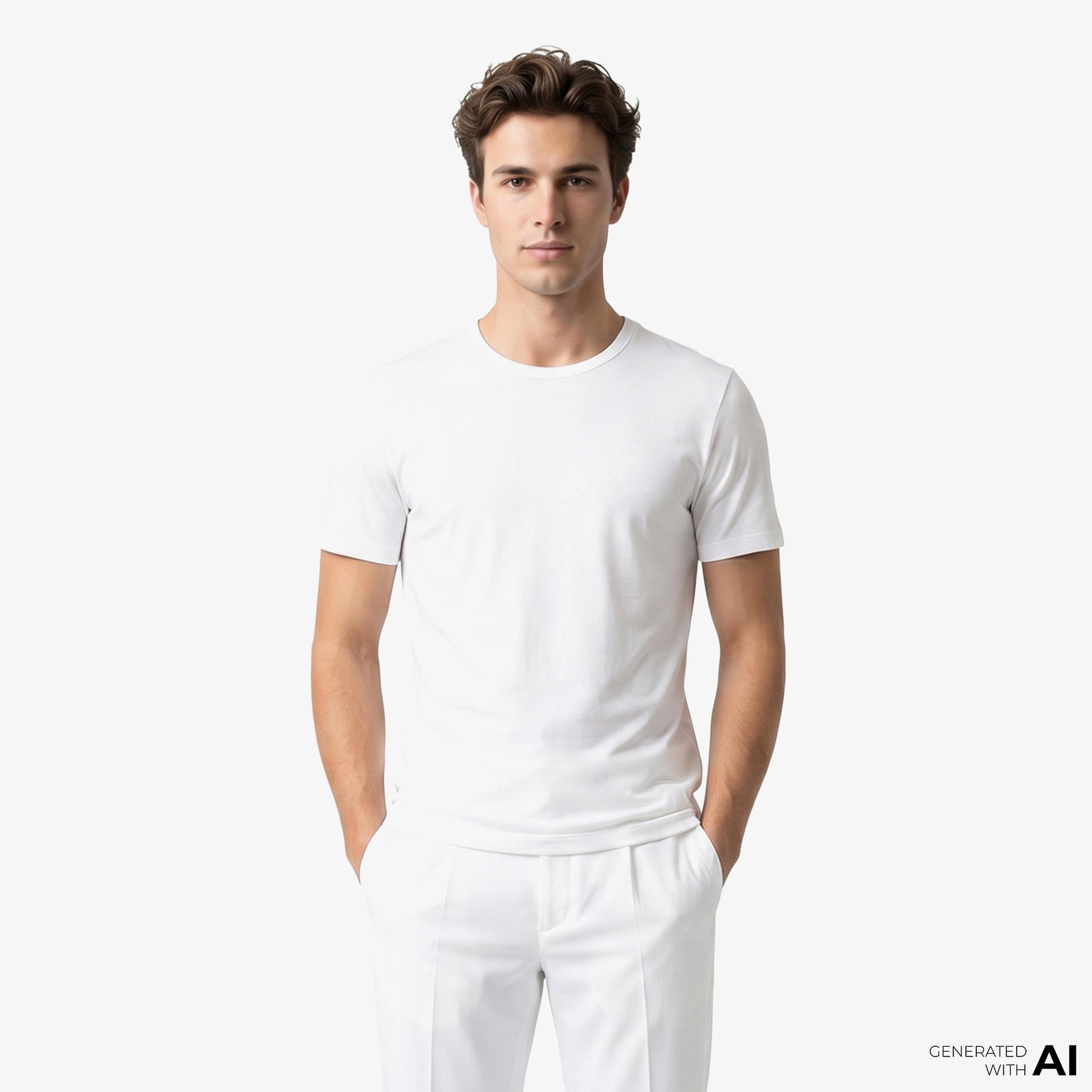 Boss 2'li Modern Erkek Beyaz T-Shirt