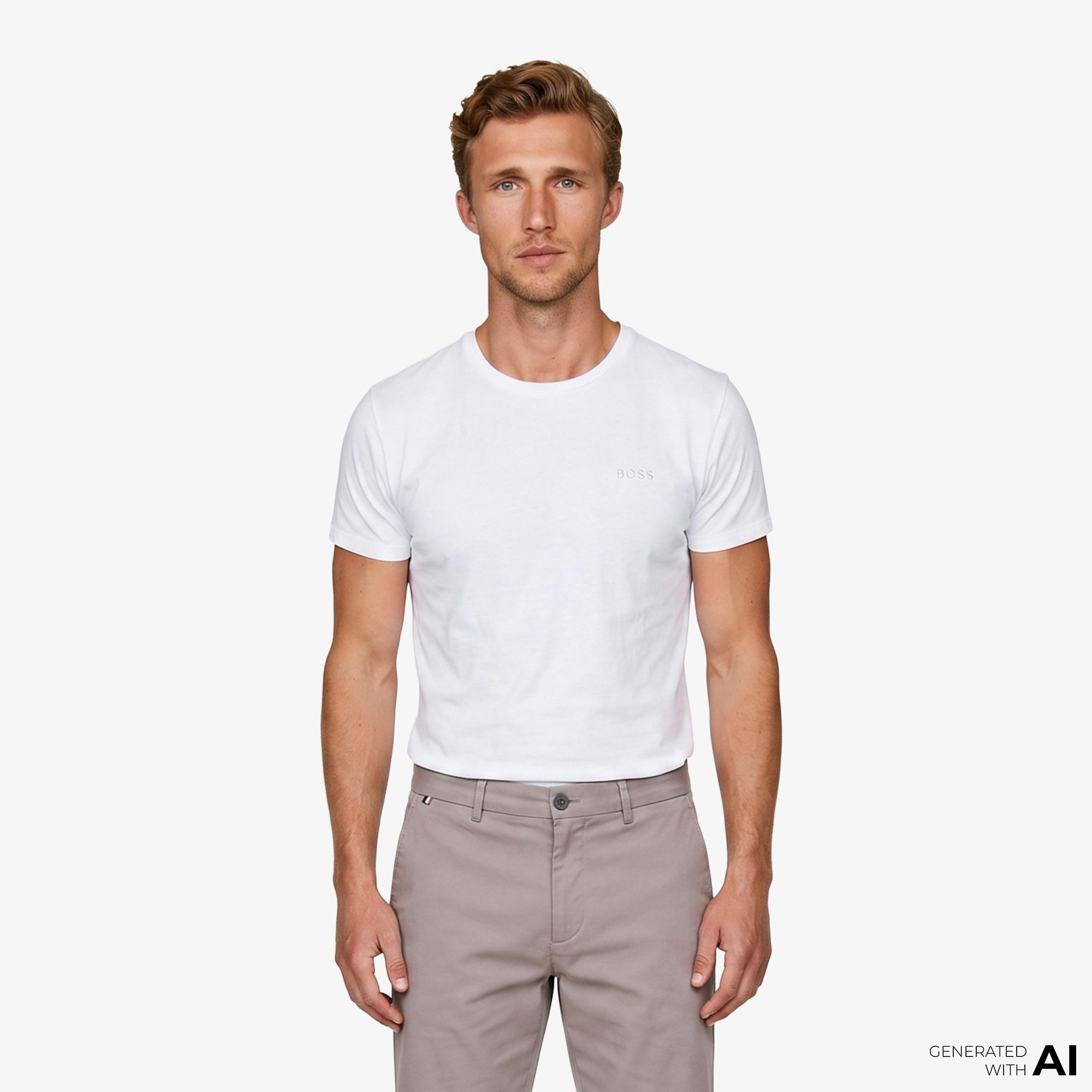Boss Interlock Erkek Beyaz T-Shirt