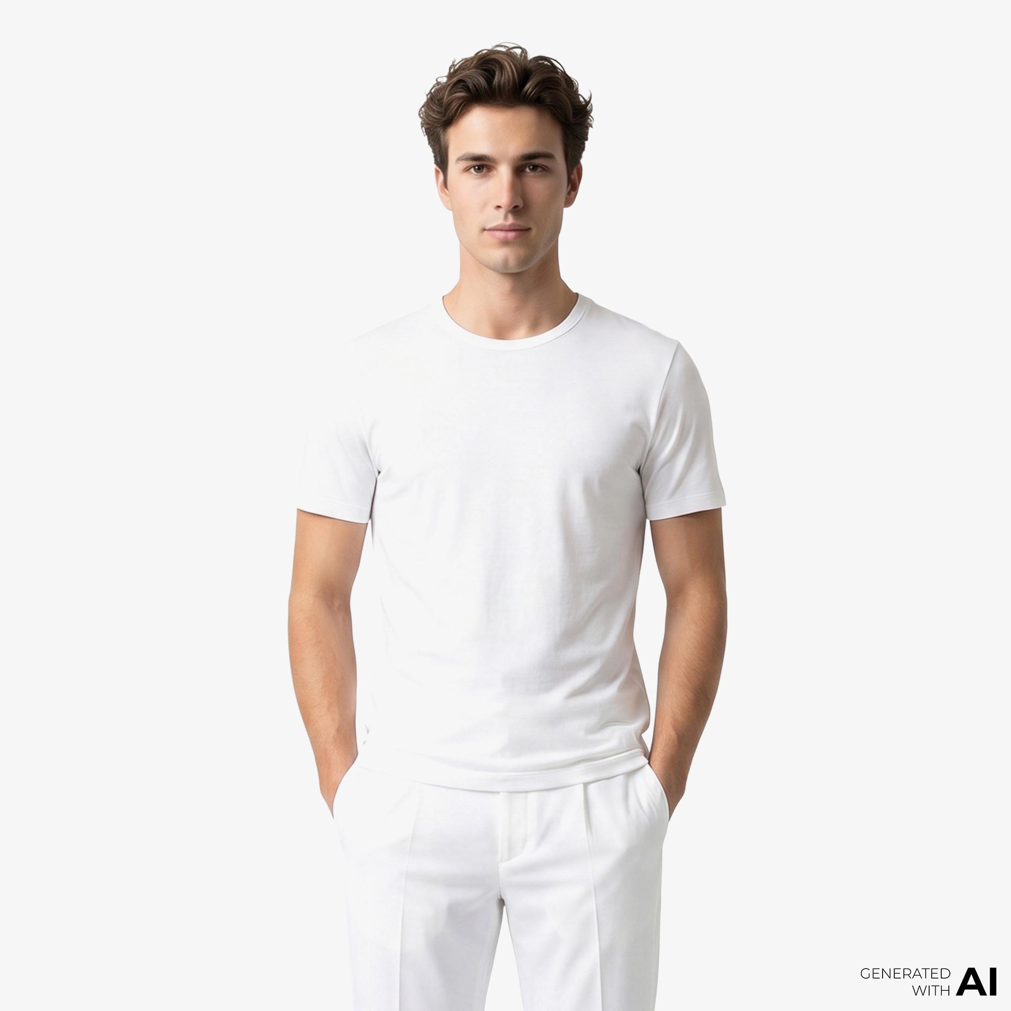 Boss 2'li Modern Erkek Beyaz T-Shirt
