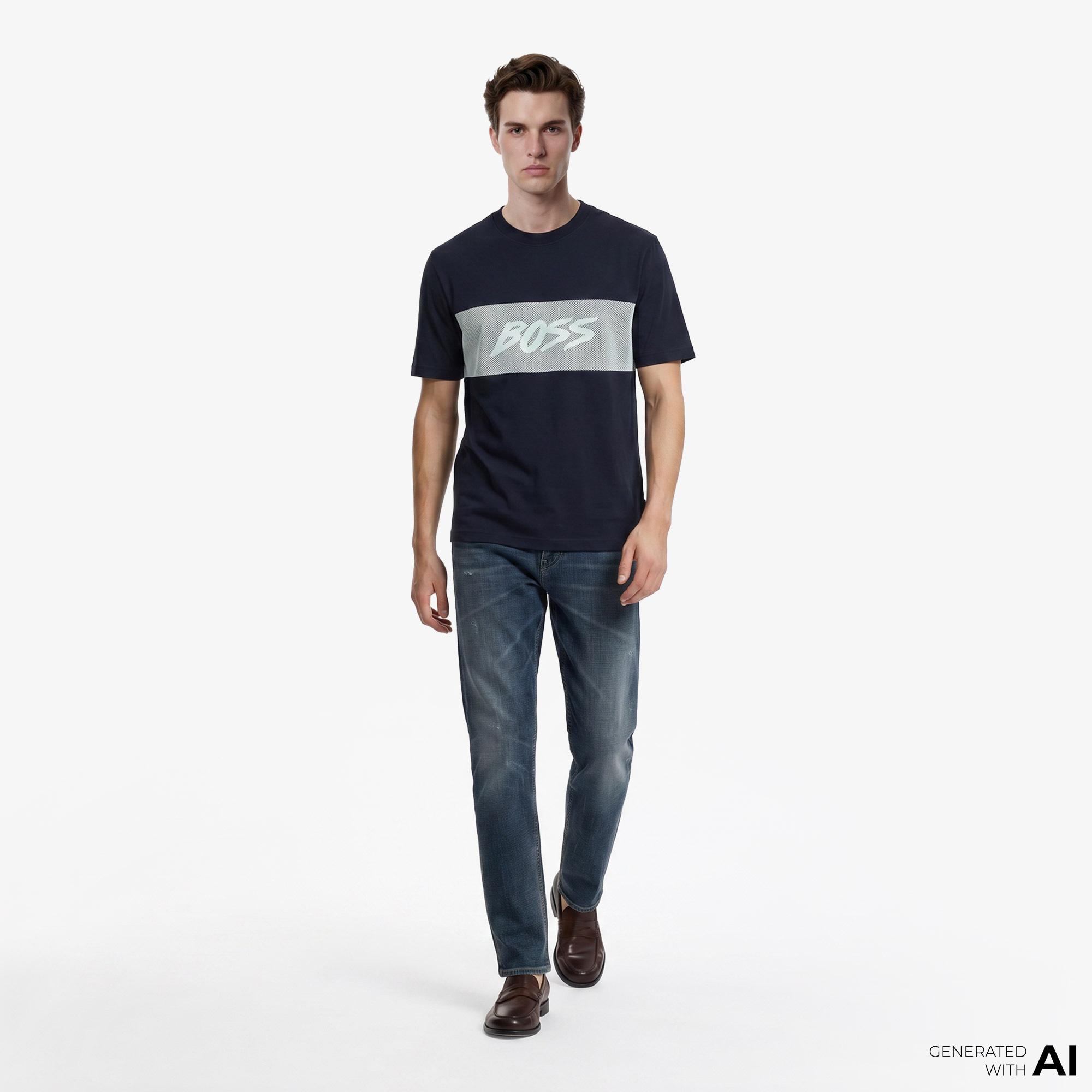 Boss Mesh Erkek Lacivert T-Shirt