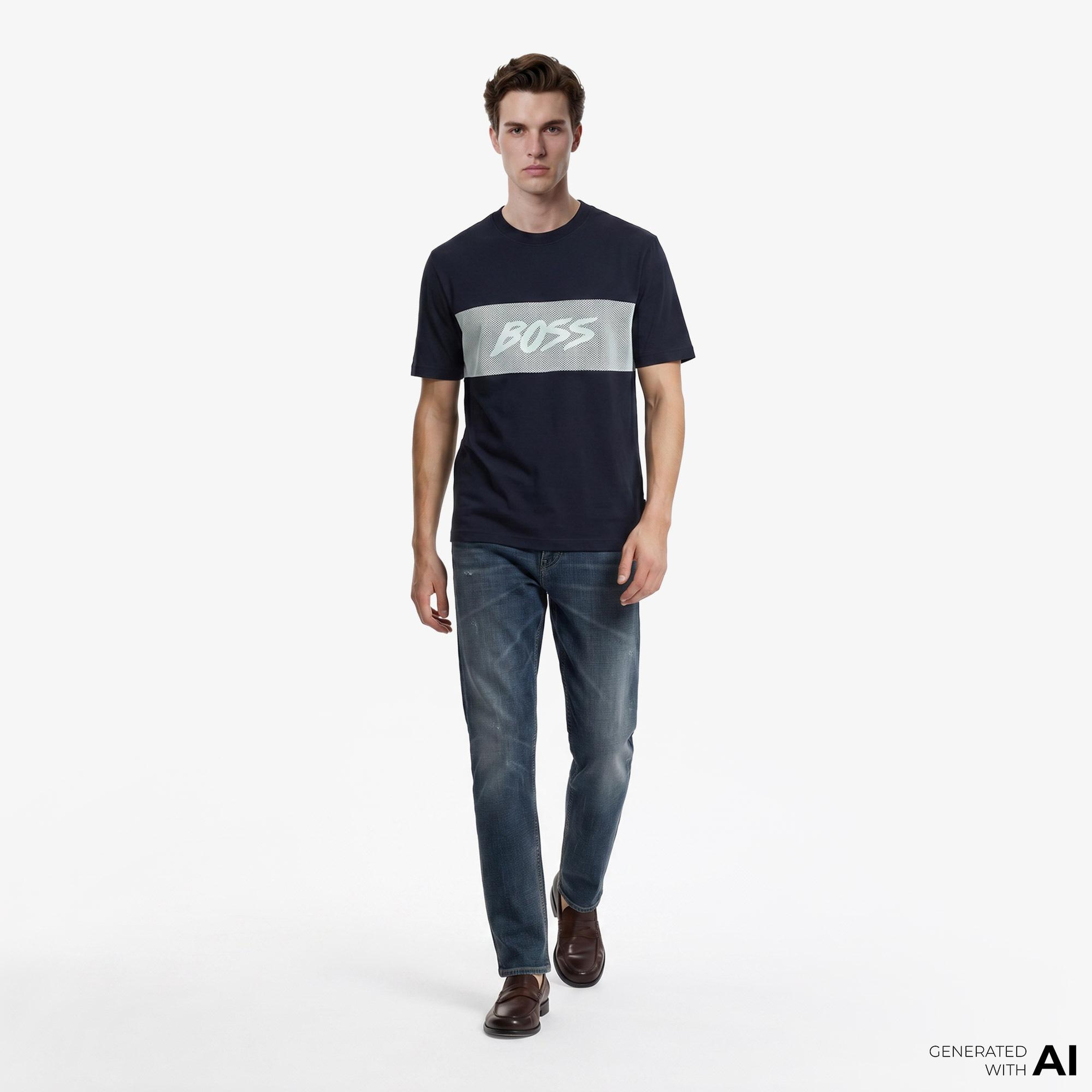 Boss Mesh Erkek Lacivert T-Shirt