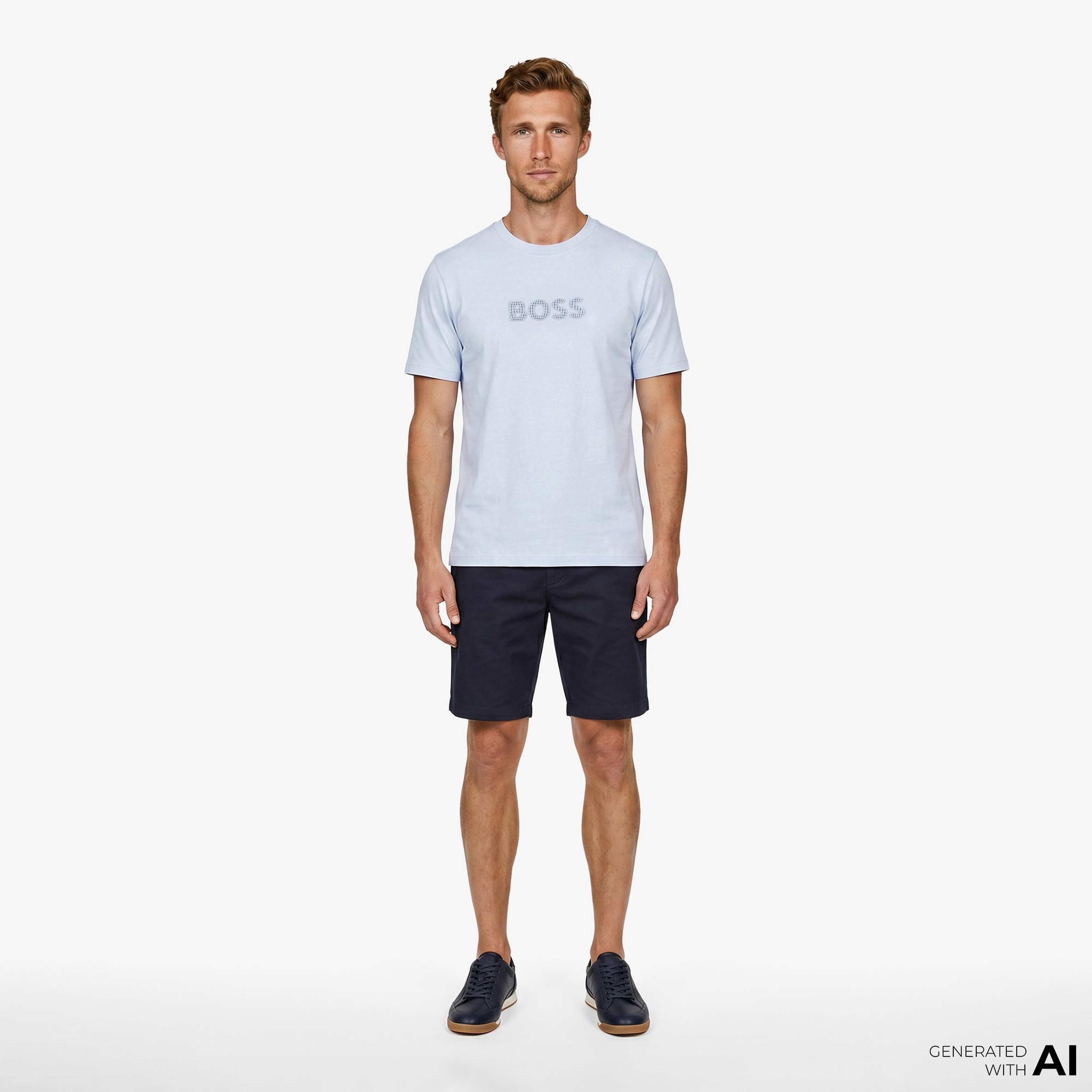 Boss Terrace Logo Erkek Mavi T-Shirt