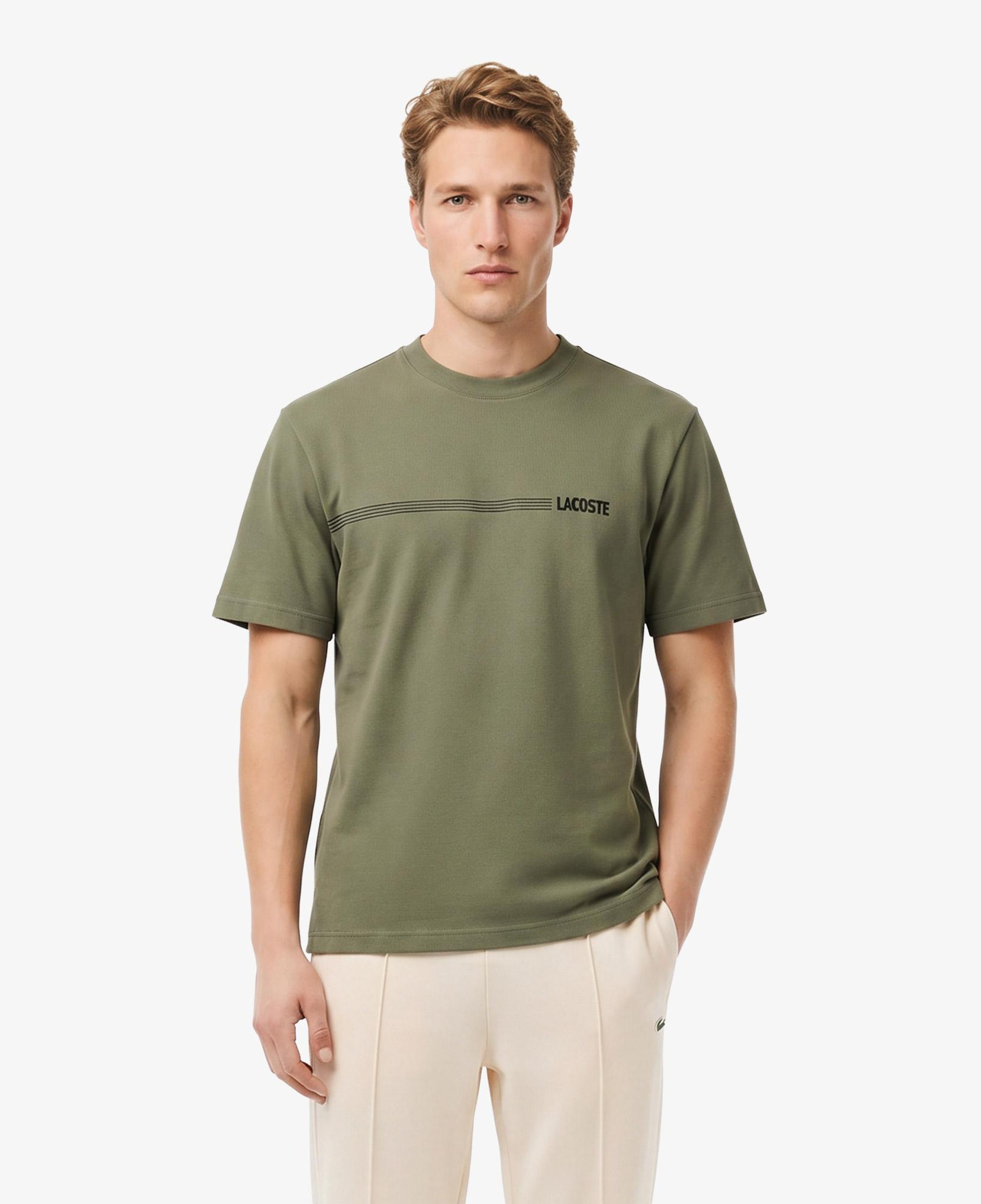 Erkek Regular Fit Bisiklet Yaka Baskılı Haki T-Shirt