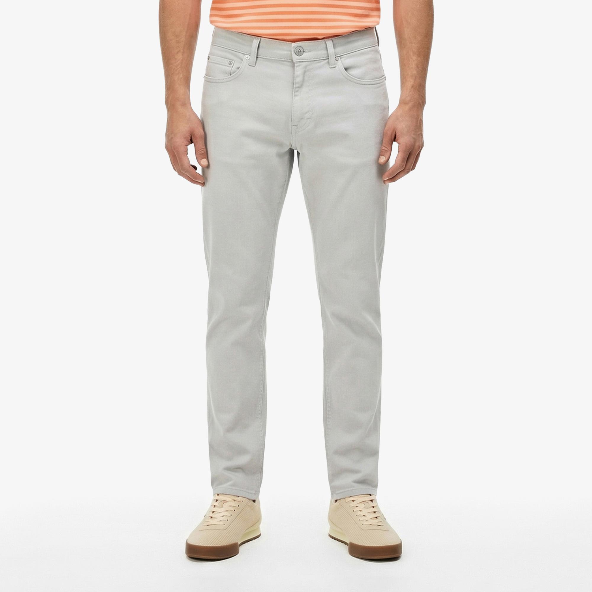 Erkek Slim Fit Gri Jean Pantolon