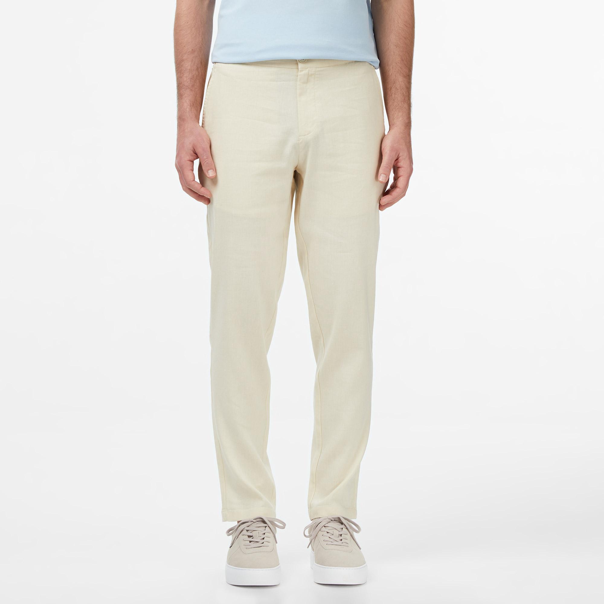 Erkek Tapered Fit Krem Chino Pantolon