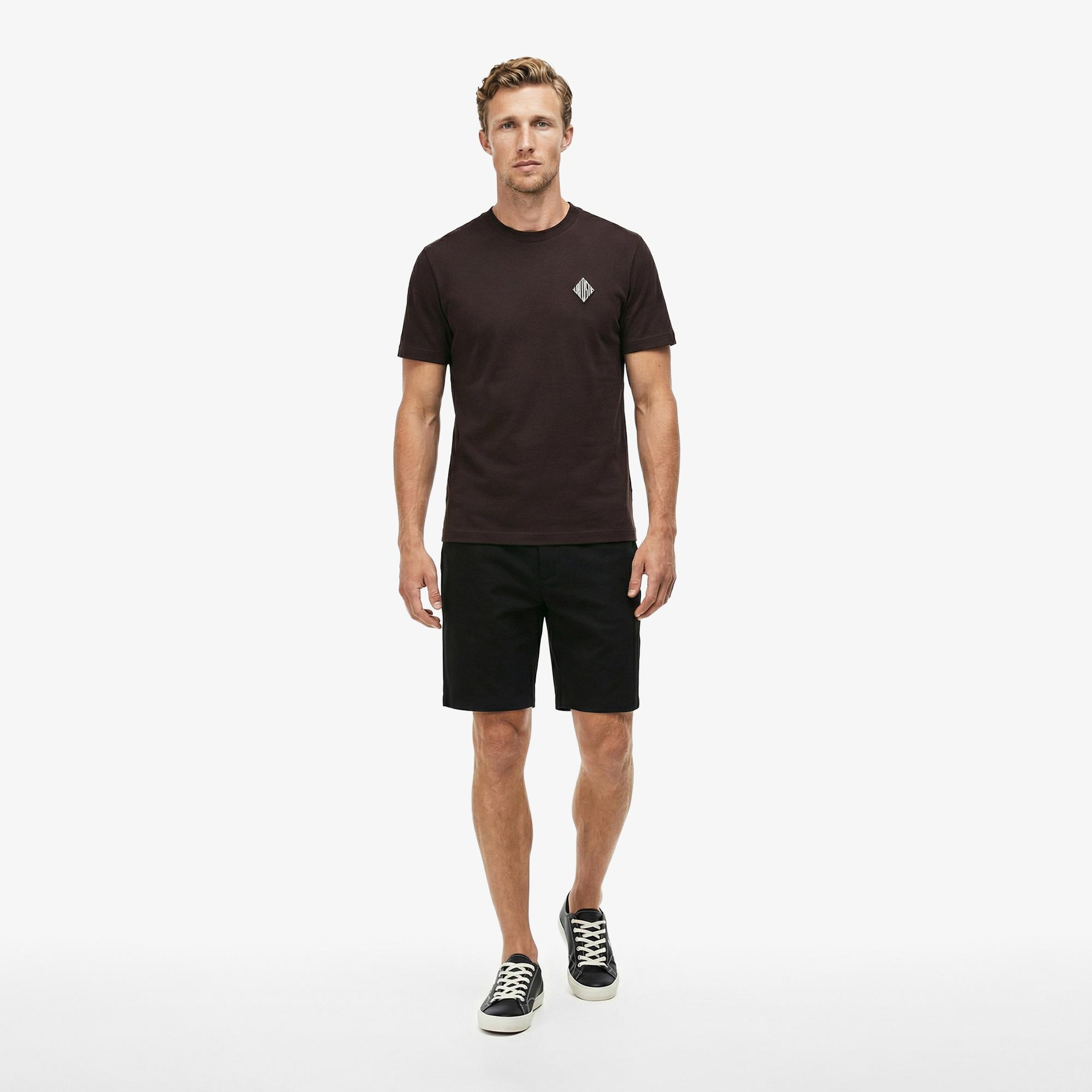 Erkek Tapered Fit Keten Siyah Bermuda Şort