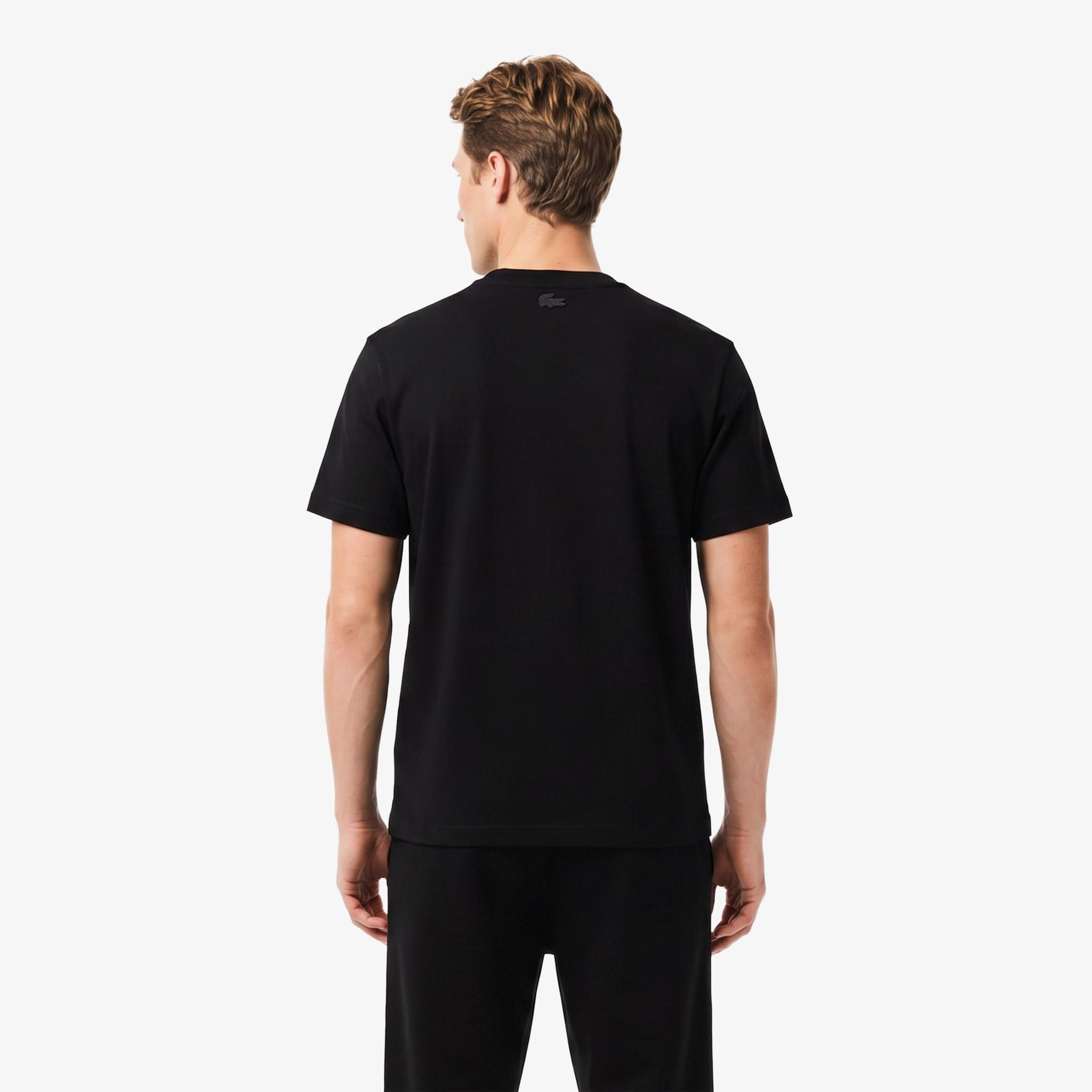 Erkek Regular Fit Bisiklet Yaka Baskılı Siyah T-Shirt