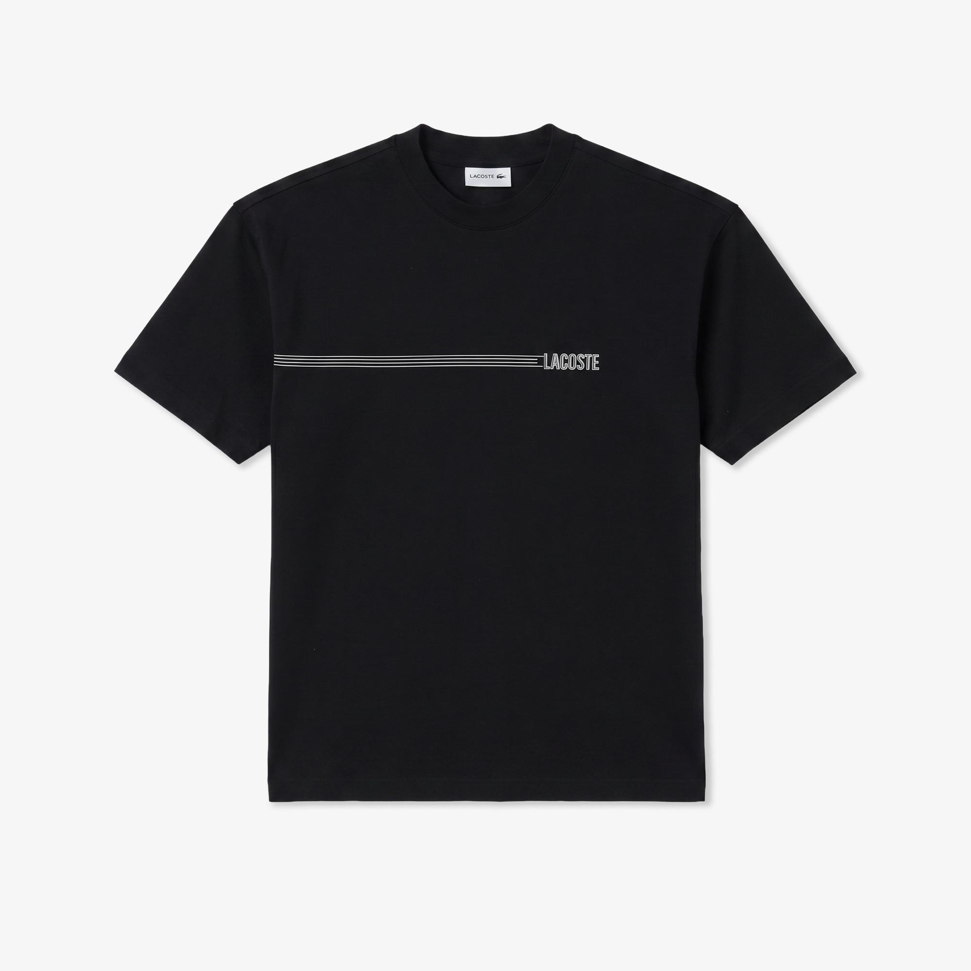 Erkek Regular Fit Bisiklet Yaka Baskılı Siyah T-Shirt