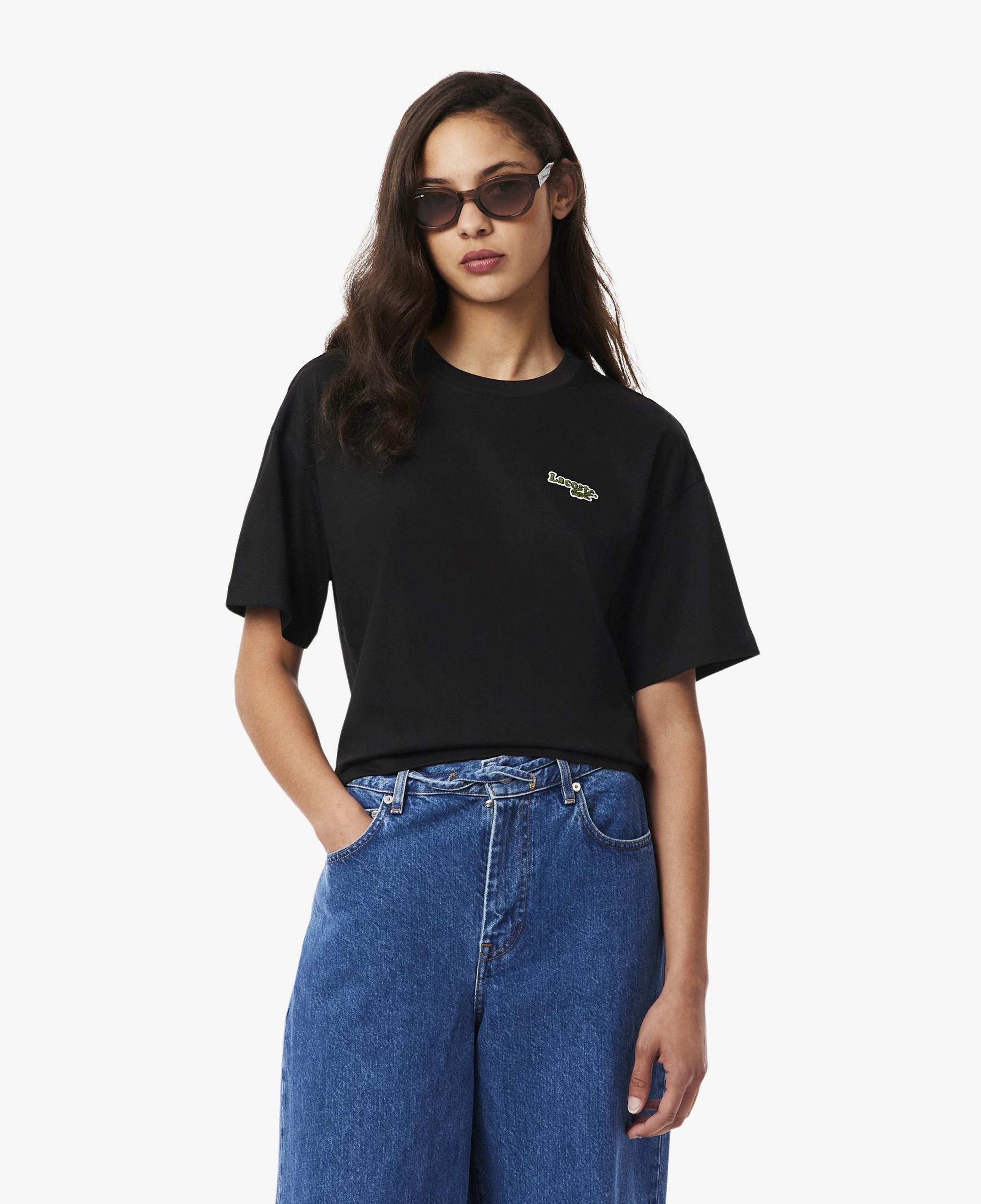 Kadın Relaxed Fit Bisiklet Yaka Siyah T-Shirt