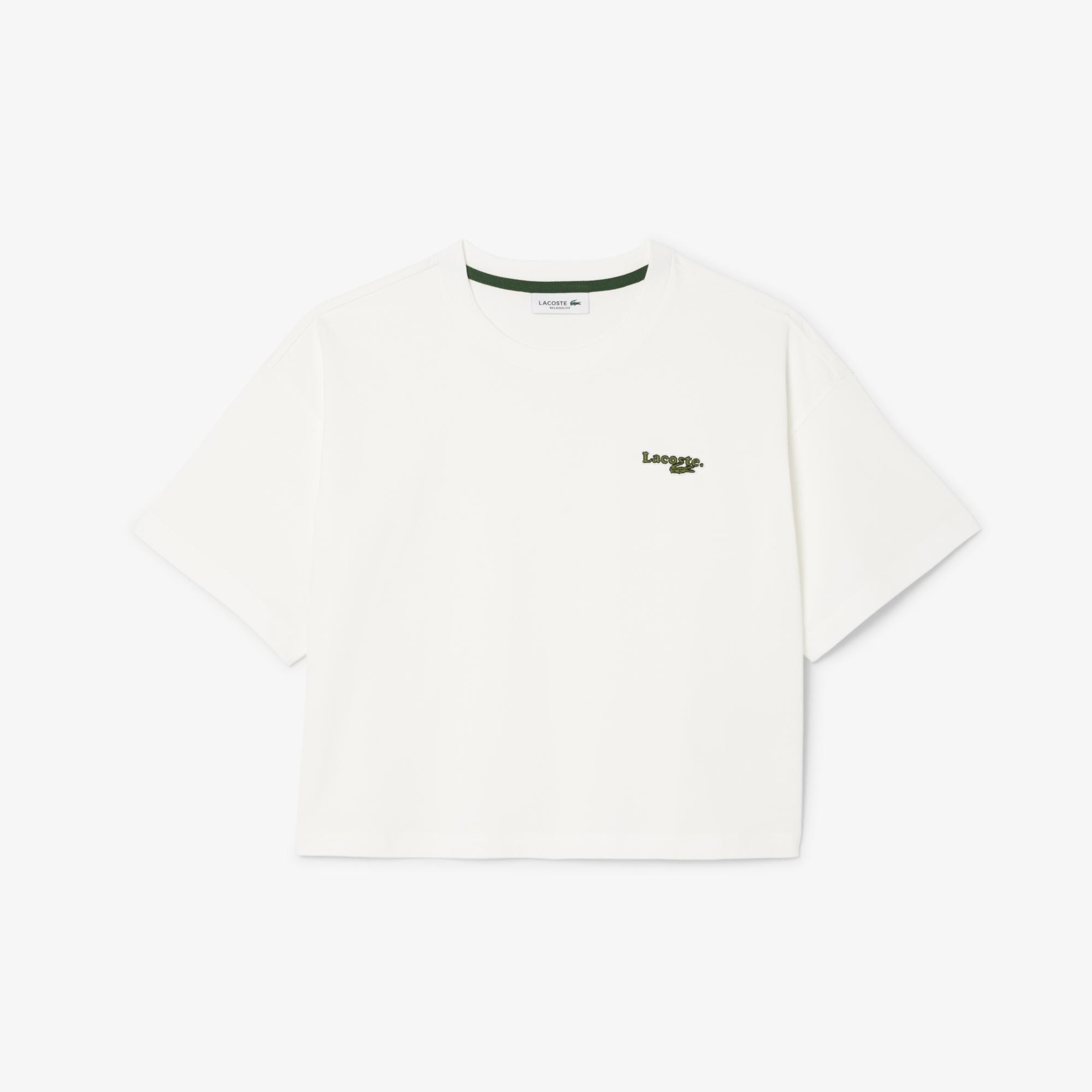 Kadın Relaxed Fit Bisiklet Yaka Beyaz T-Shirt