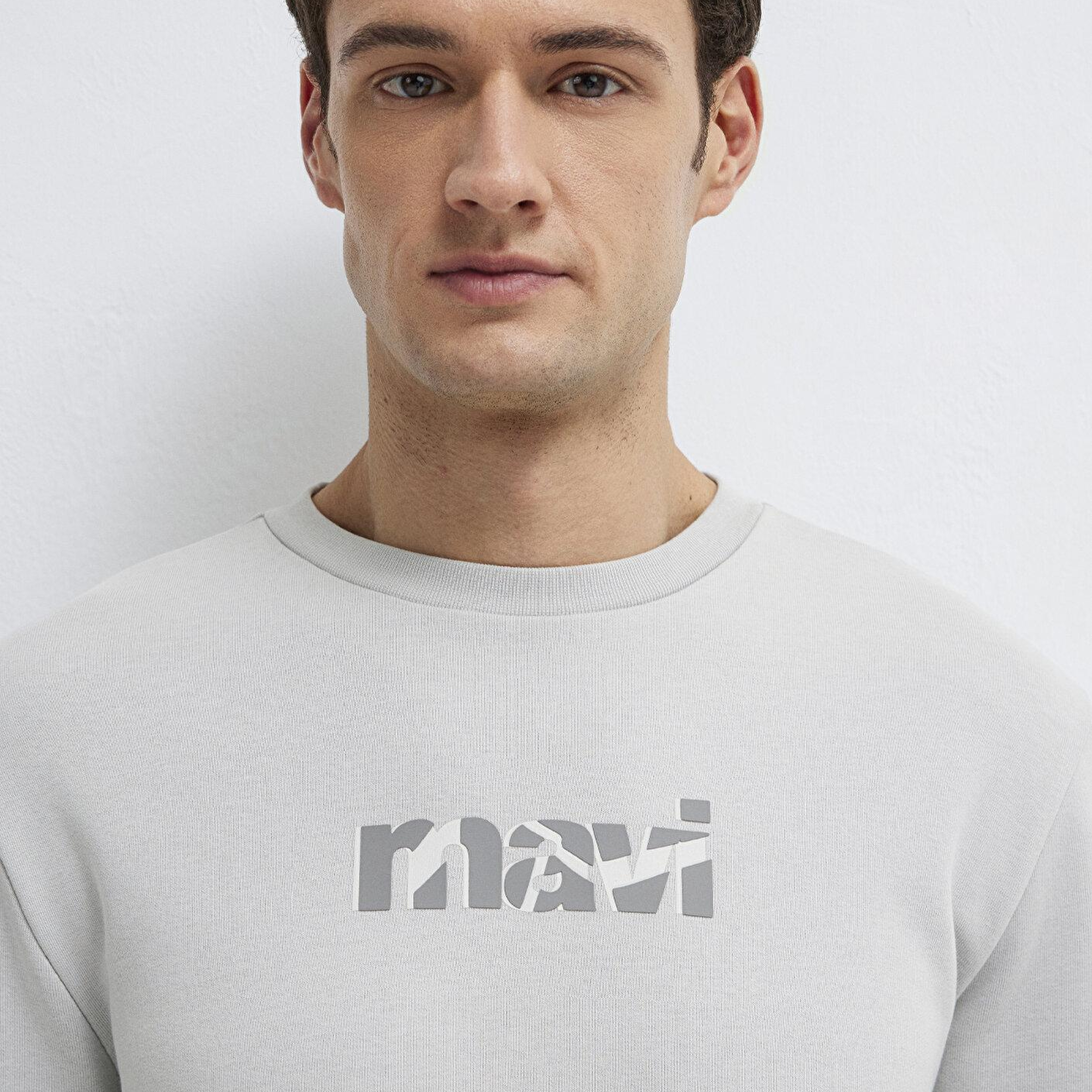 Mavi Mavi Logo Baskılı Gri Sweatshirt 0S10402-70075