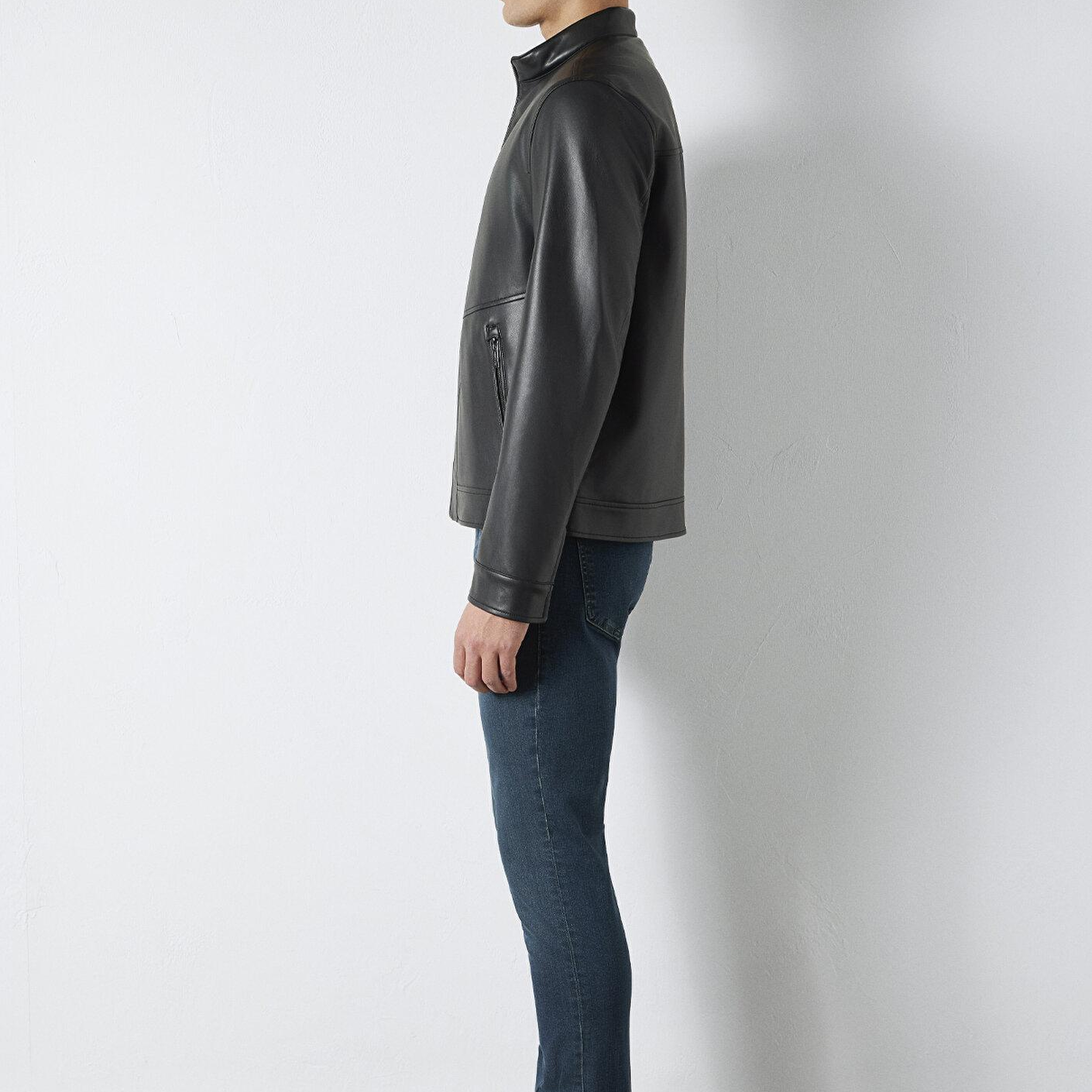 Mavi Siyah Suni Deri Ceket Slim Fit / Dar Kesim 0110789-71379