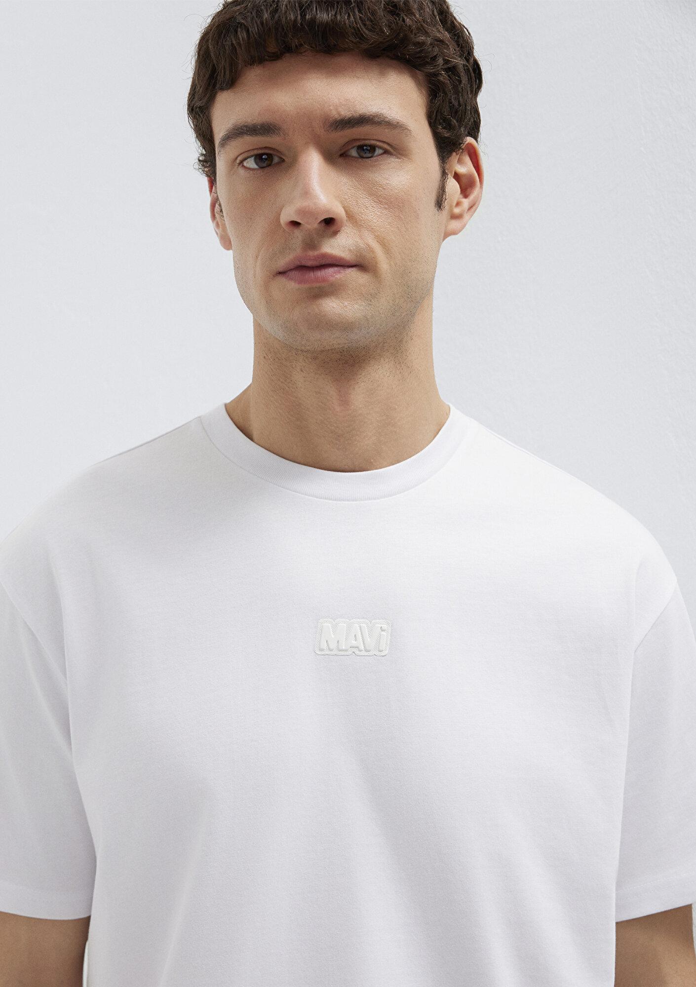 Mavi Mavi Logo Baskılı Beyaz Tişört Loose Fit / Bol Rahat Kesim 0613349-620