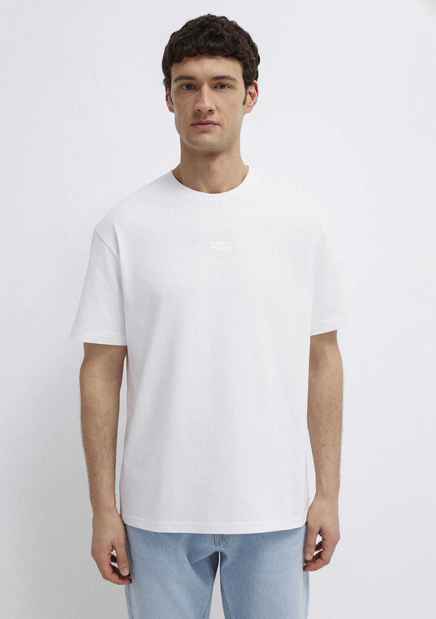 Mavi Mavi Logo Baskılı Beyaz Tişört Loose Fit / Bol Rahat Kesim 0613349-620