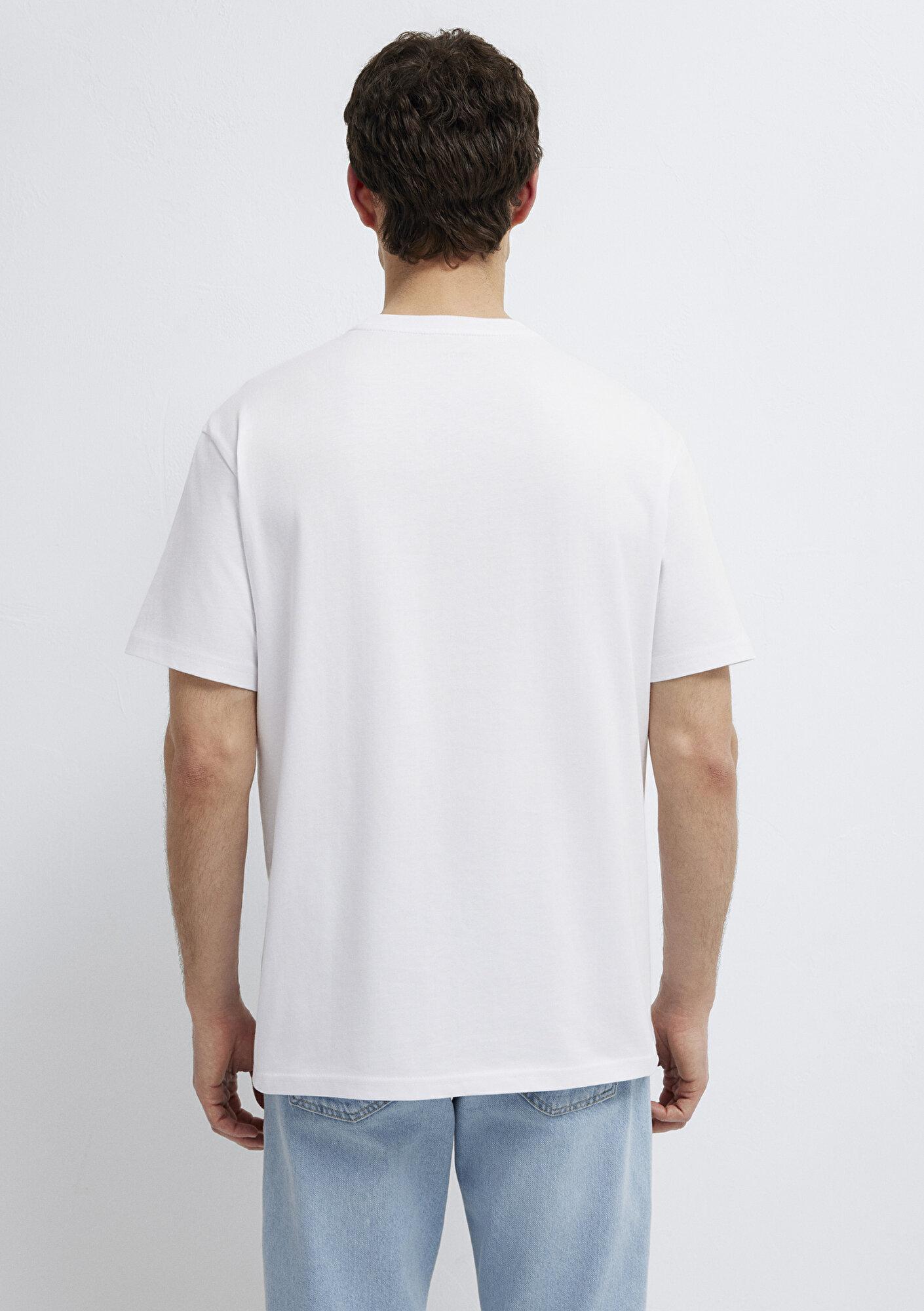 Mavi Mavi Logo Baskılı Beyaz Tişört Loose Fit / Bol Rahat Kesim 0613349-620