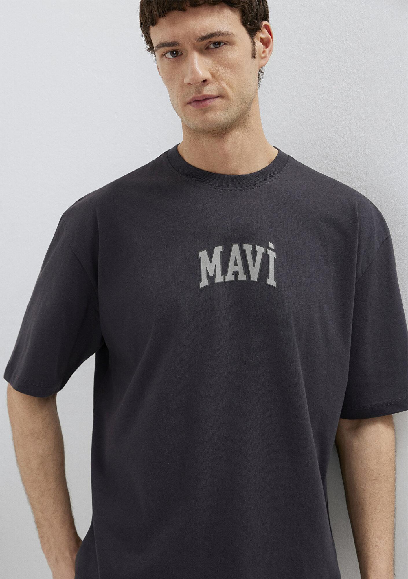 Mavi Mavi Logo Baskılı Antrasit Tişört Oversize / Geniş Kesim 0613578-70087