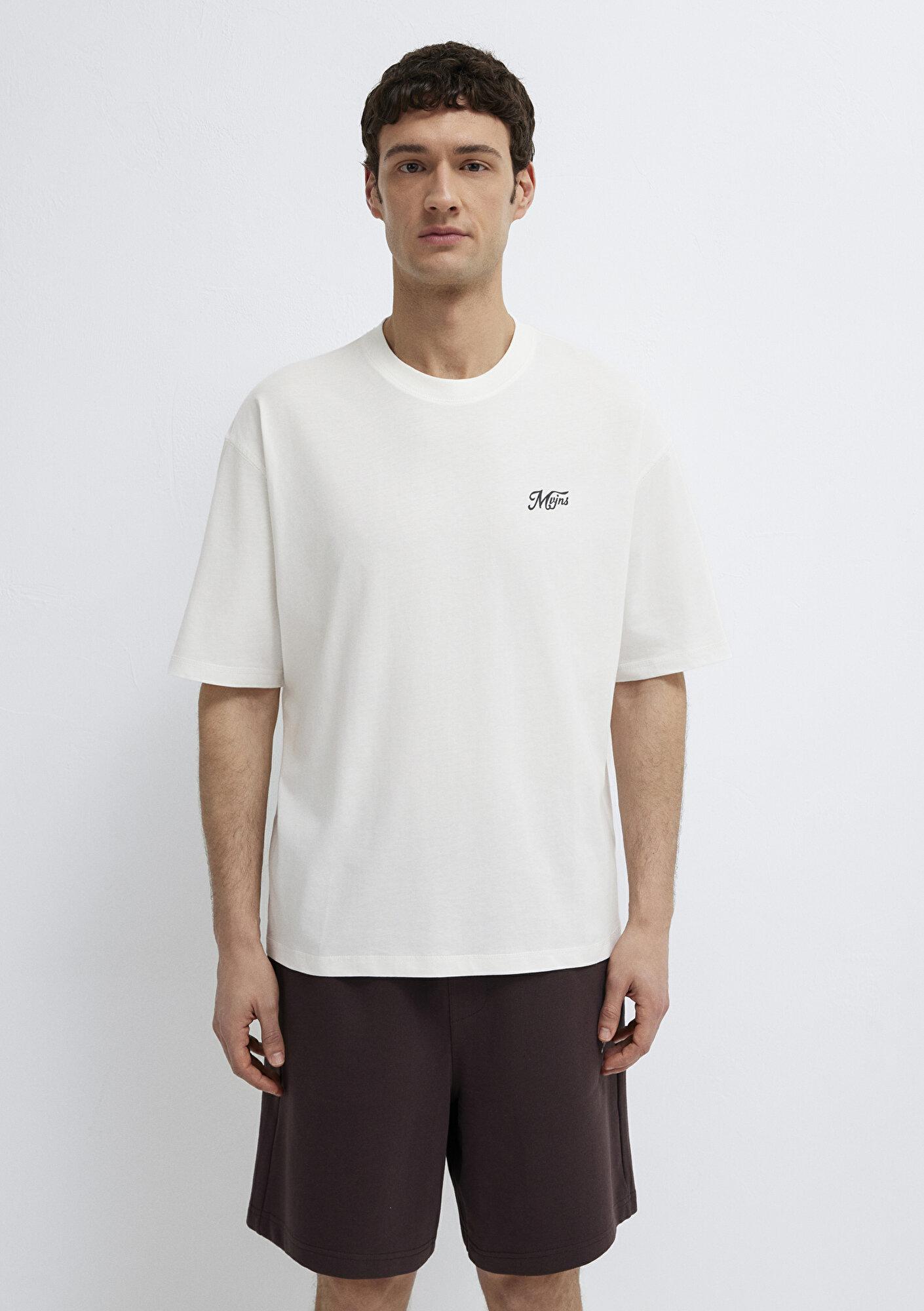 Mavi Ekru Tişört Oversize / Geniş Kesim 0613667-70057