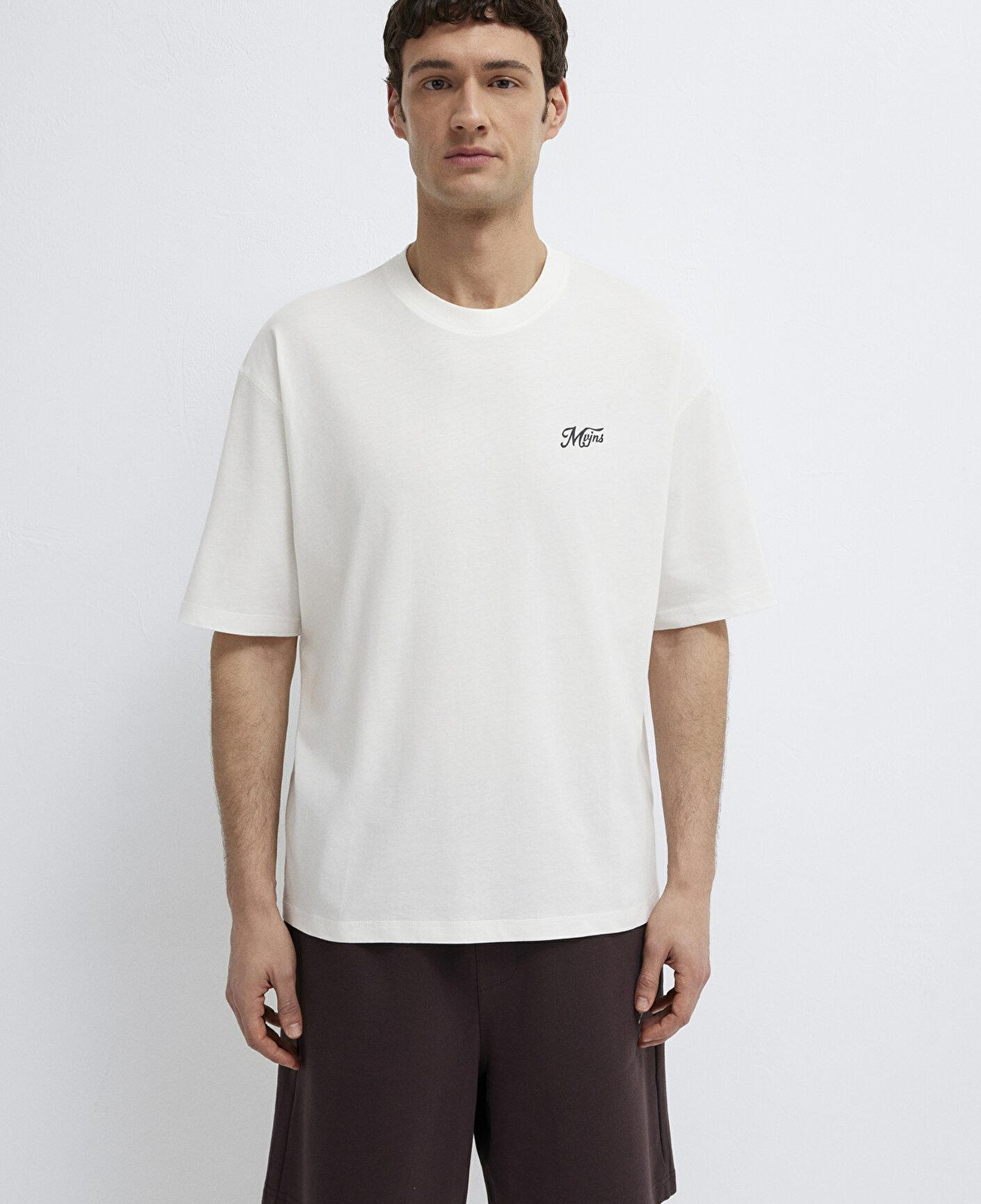 Mavi Ekru Tişört Oversize / Geniş Kesim 0613667-70057
