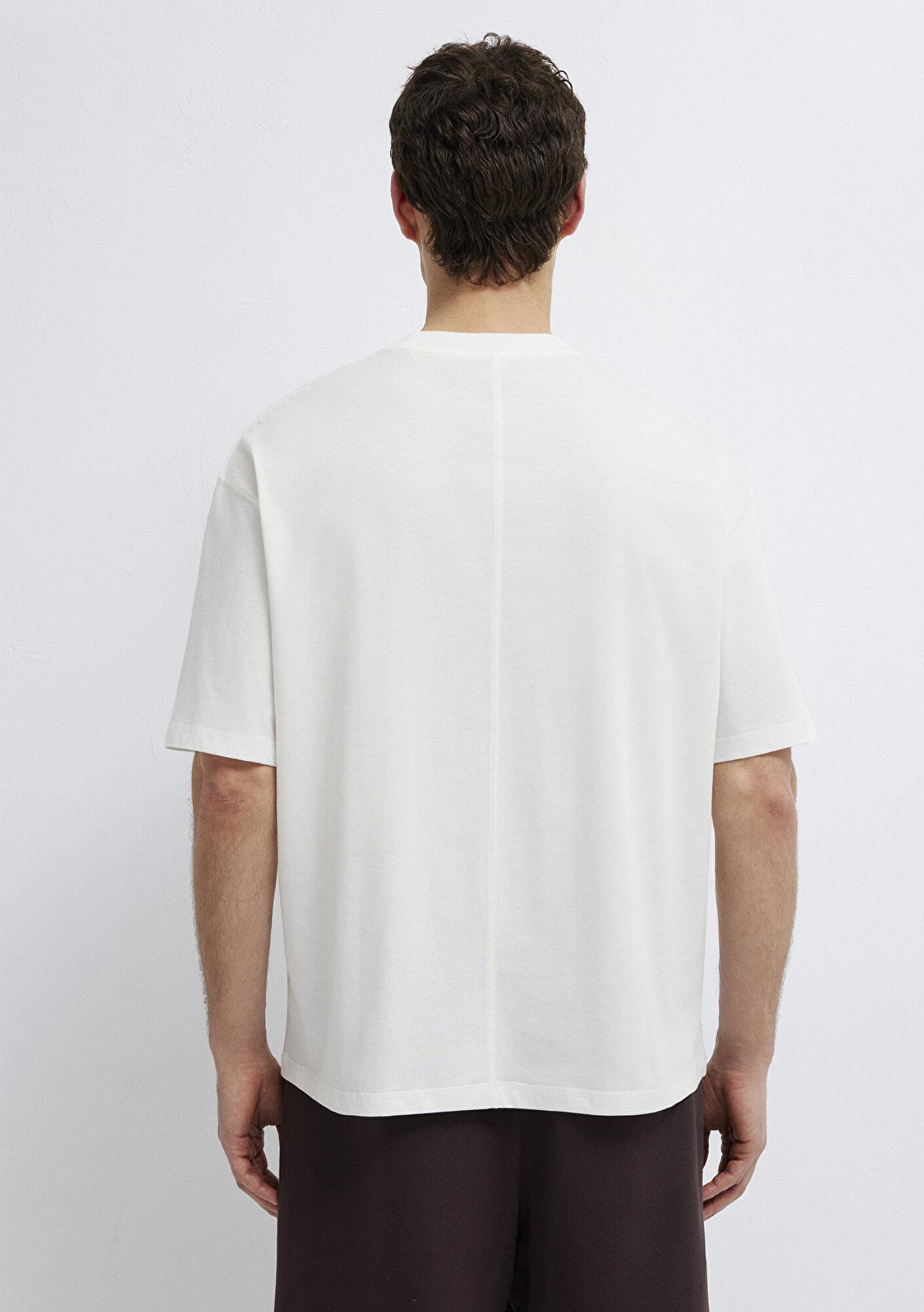 Mavi Ekru Tişört Oversize / Geniş Kesim 0613667-70057
