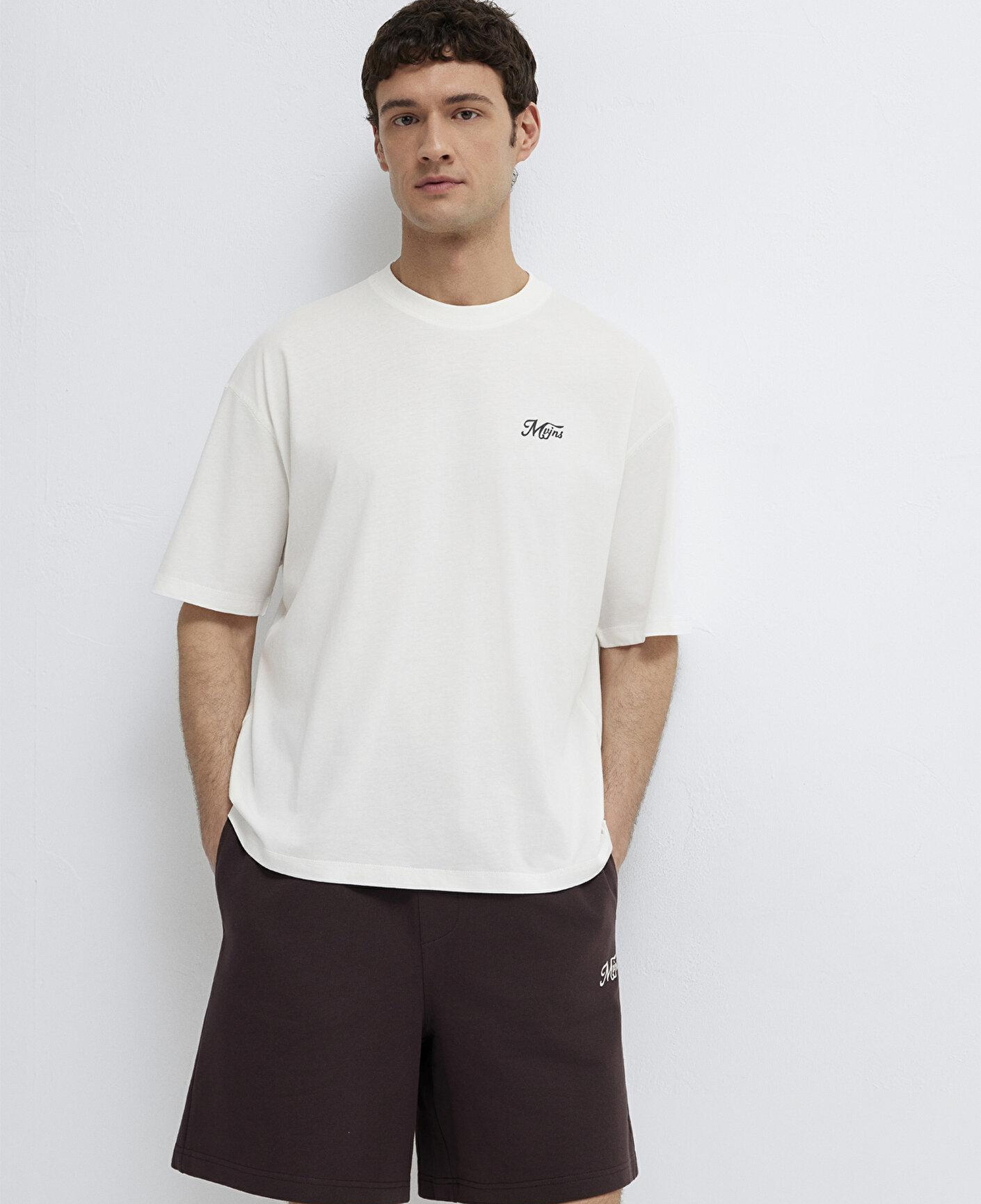 Mavi Ekru Tişört Oversize / Geniş Kesim 0613667-70057