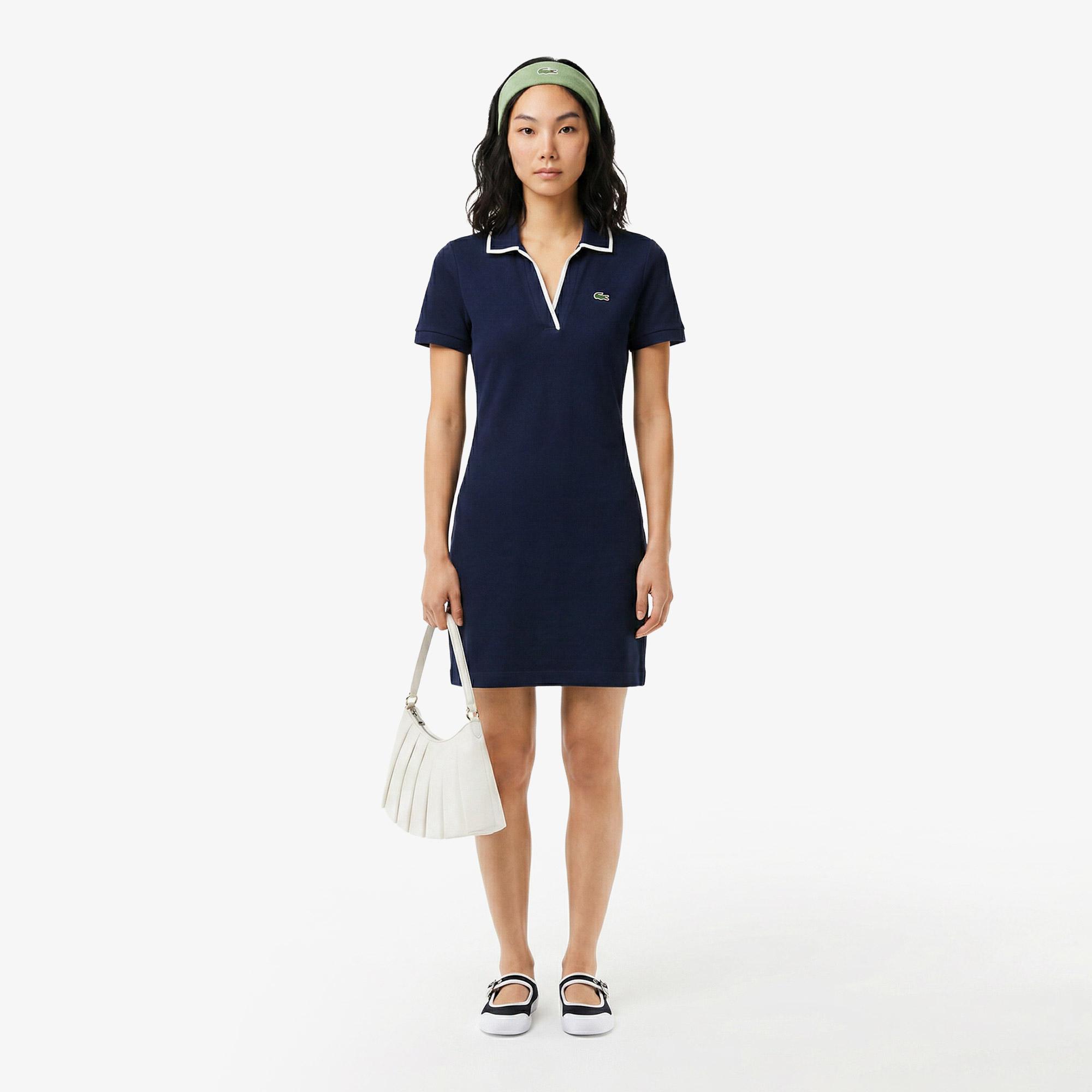 Kadın Classic Fit Kısa Kollu Polo Yaka Lacivert Elbise