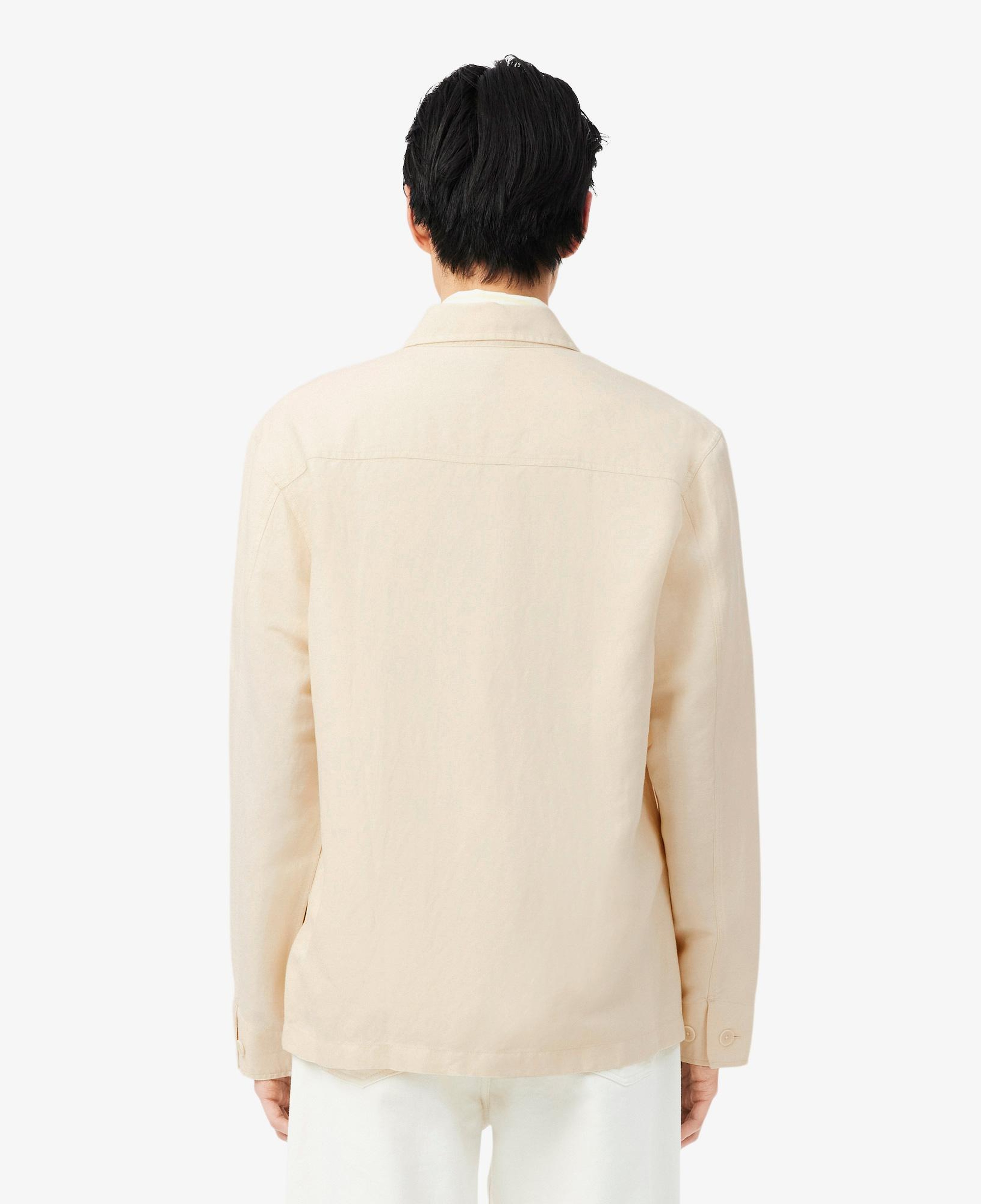 Erkek Relaxed Fit Keten Bej Dış Gömlek