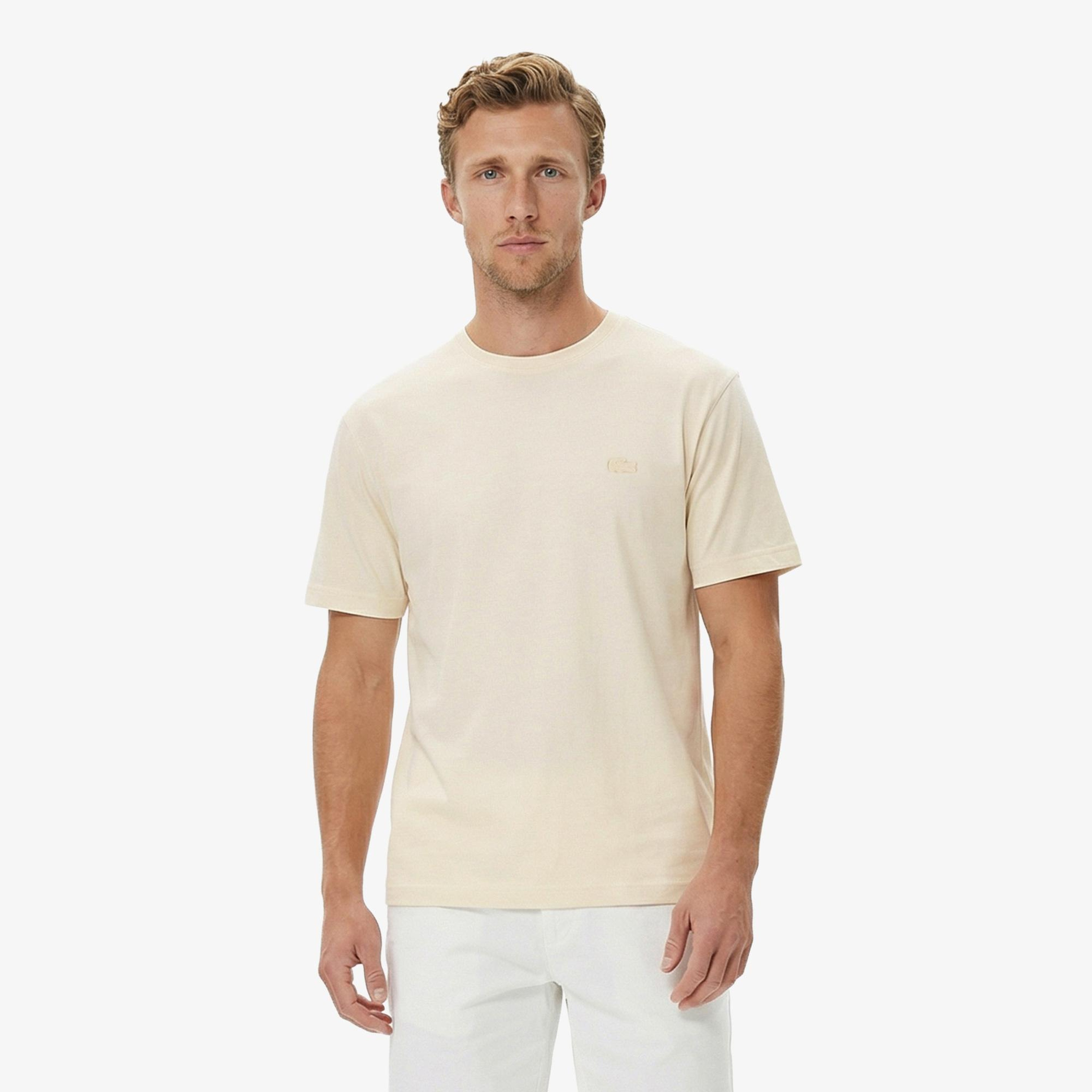 Lacoste Erkek Regular Fit Bisiklet Yaka Bej T-Shirt