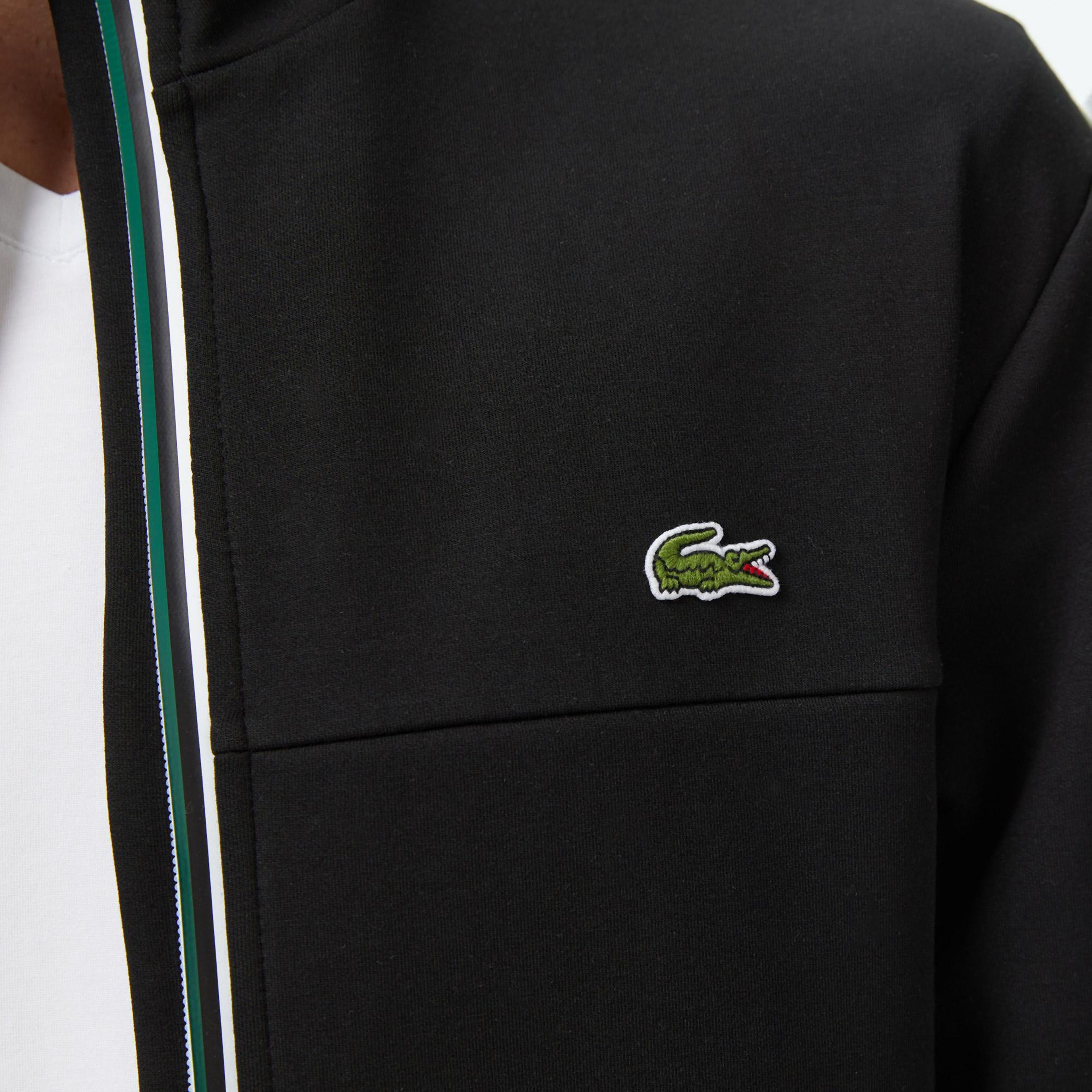 Erkek Slim Fit Fermuarlı Siyah Sweatshirt