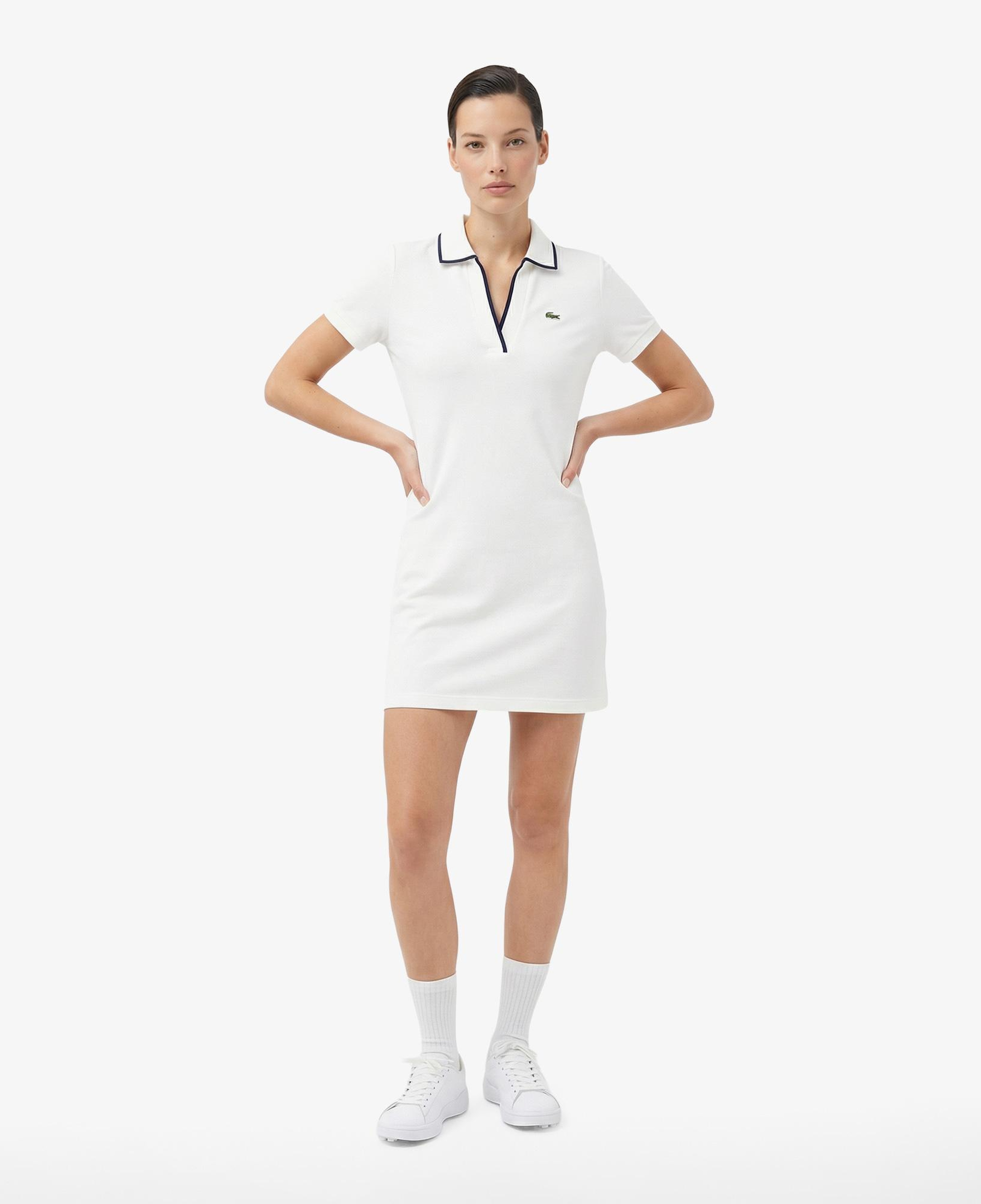 Kadın Classic Fit Kısa Kollu Polo Yaka Beyaz Elbise