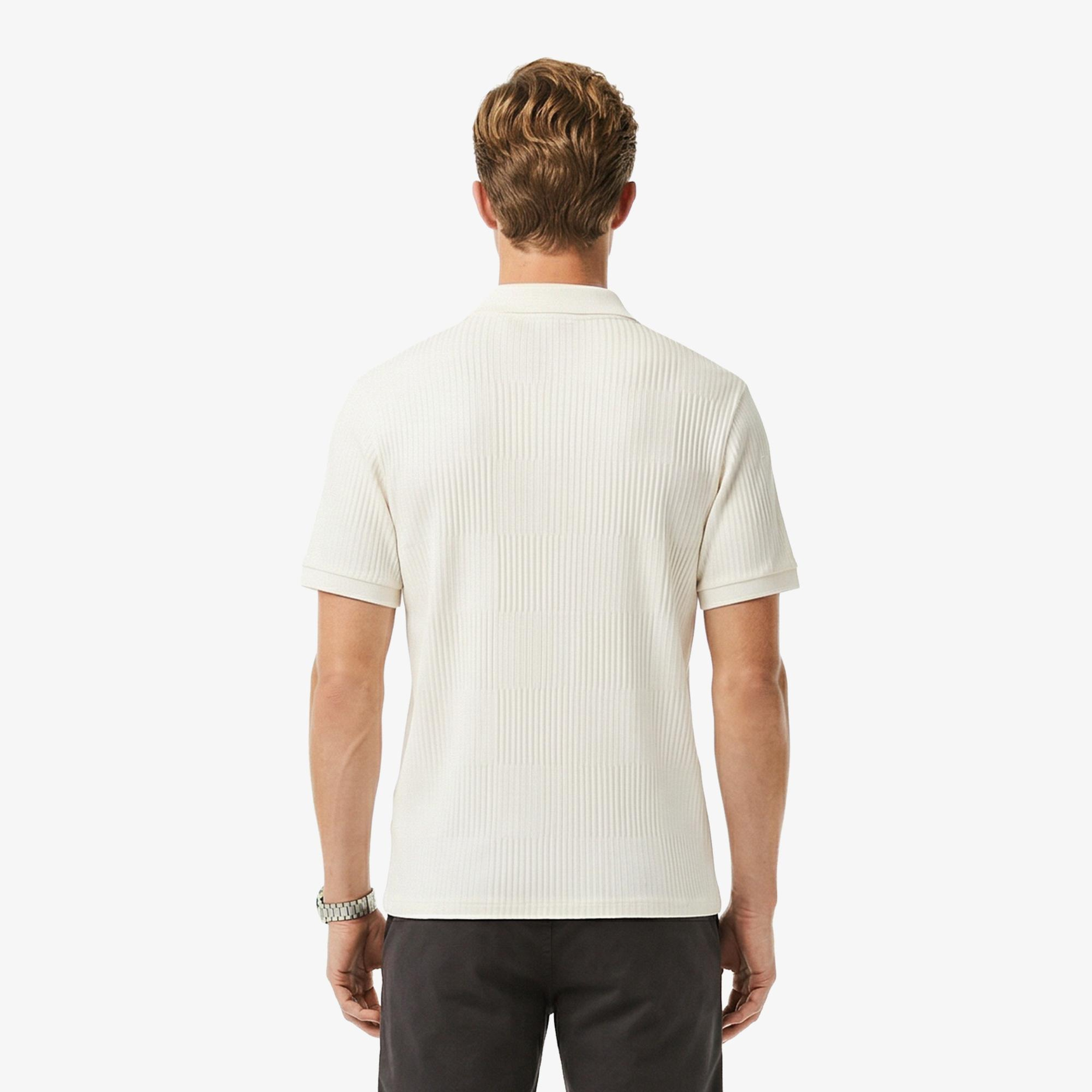 Erkek Regular Fit Çizgili Beyaz Polo