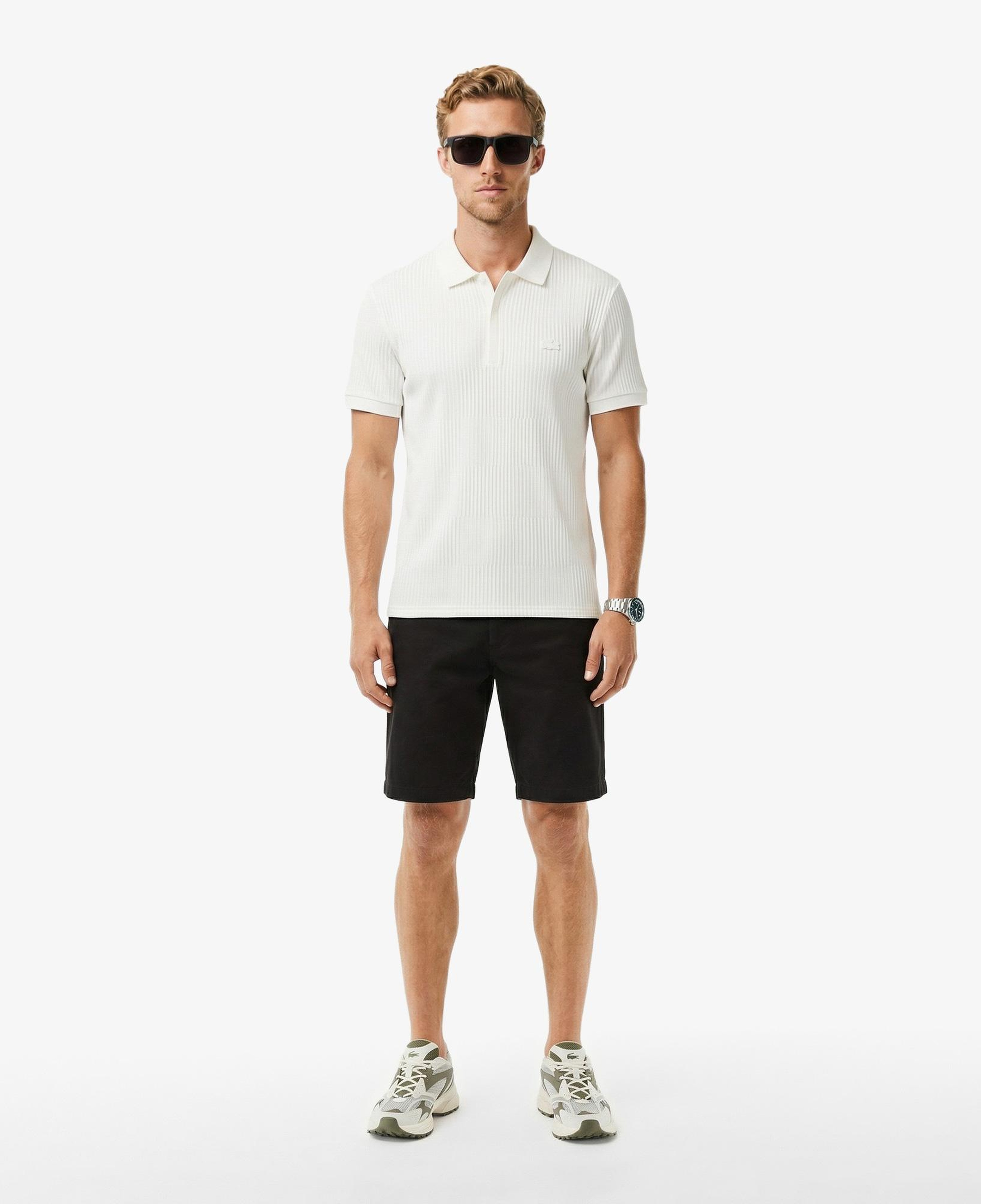 Erkek Regular Fit Çizgili Beyaz Polo